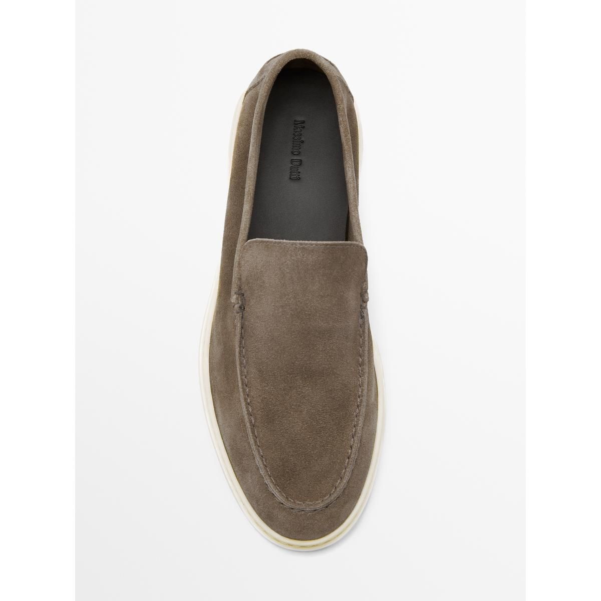 마시모두띠(MASSIMO DUTTI) 스플리트 스웨이드 발등 스티치 레더 로퍼