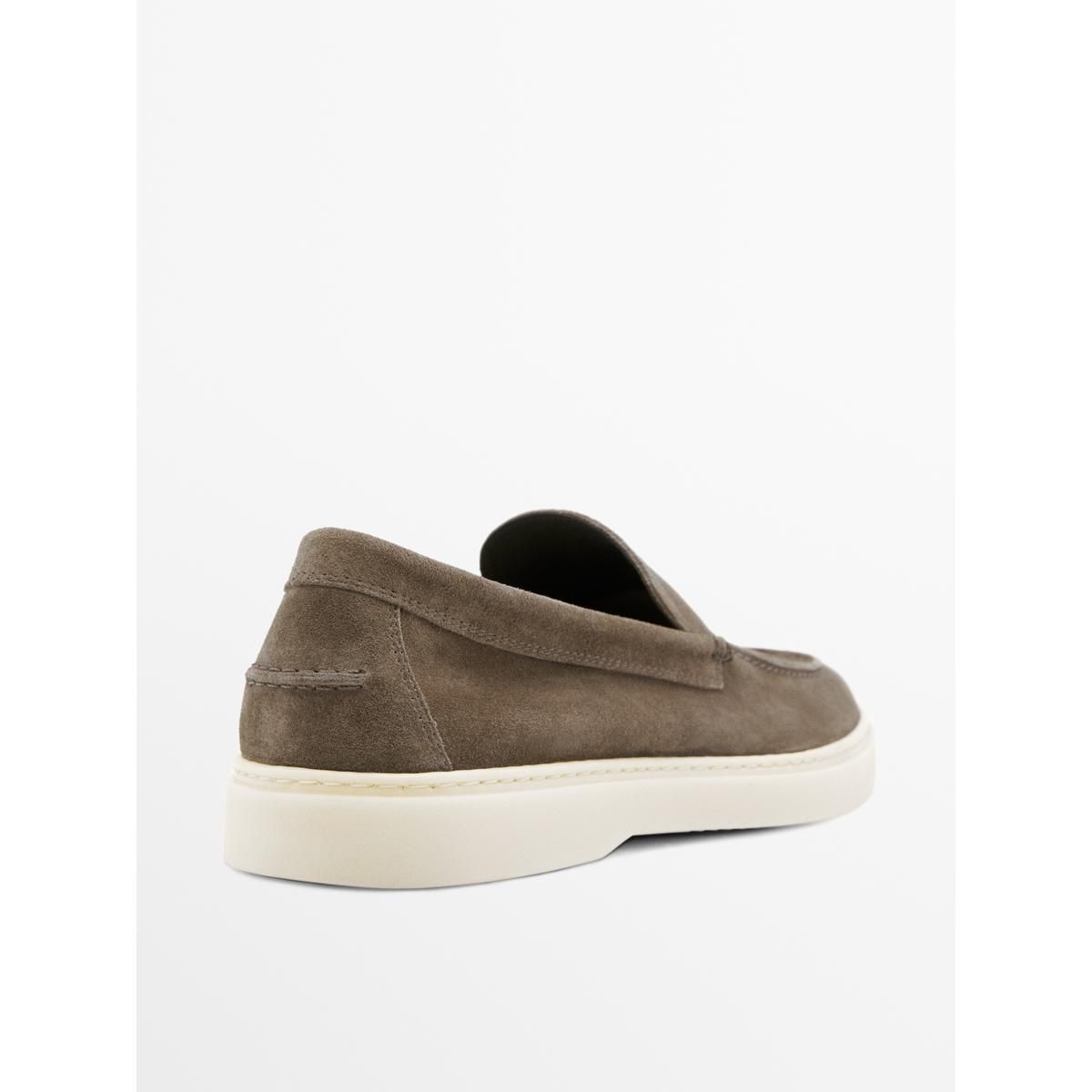 마시모두띠(MASSIMO DUTTI) 스플리트 스웨이드 발등 스티치 레더 로퍼