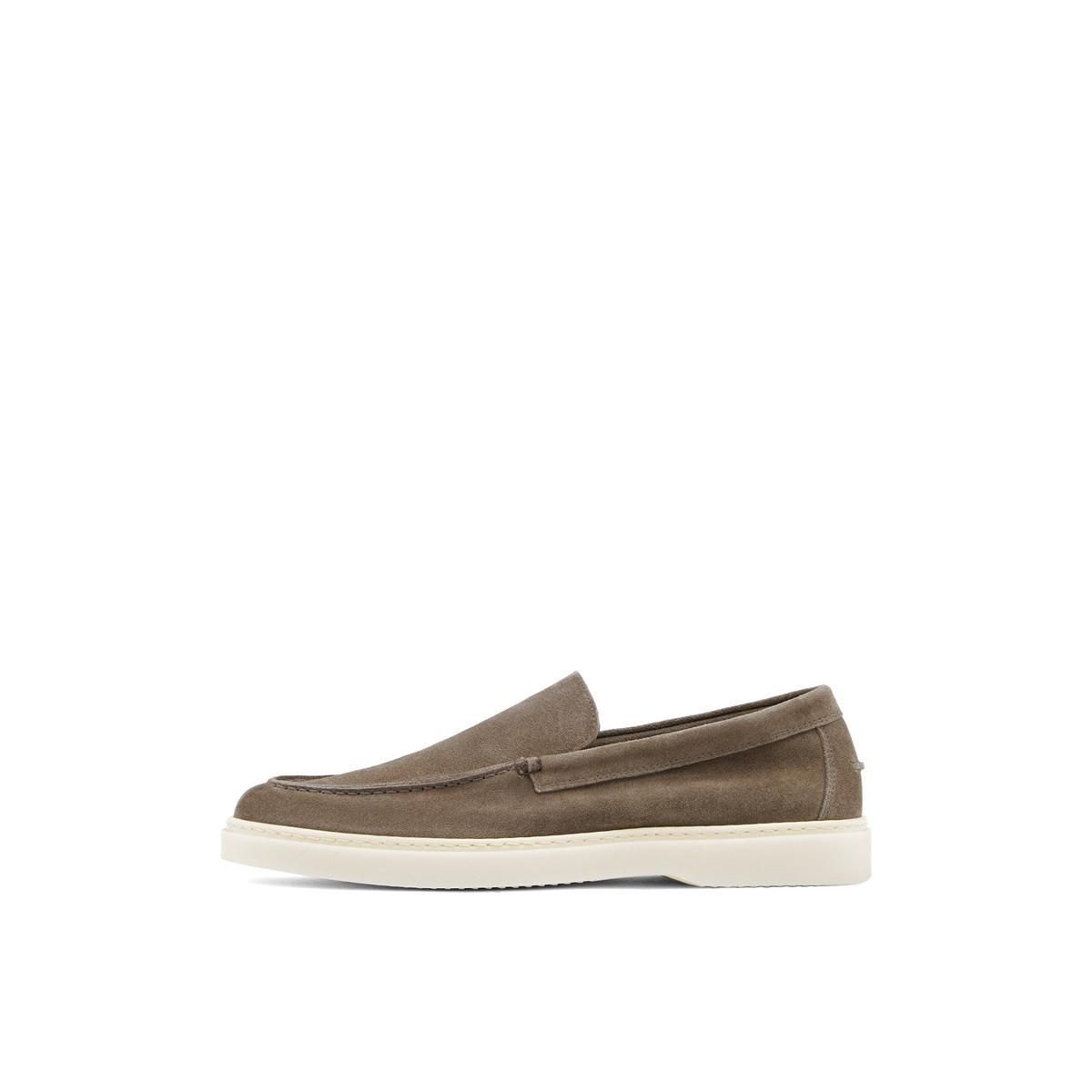 마시모두띠(MASSIMO DUTTI) 스플리트 스웨이드 발등 스티치 레더 로퍼