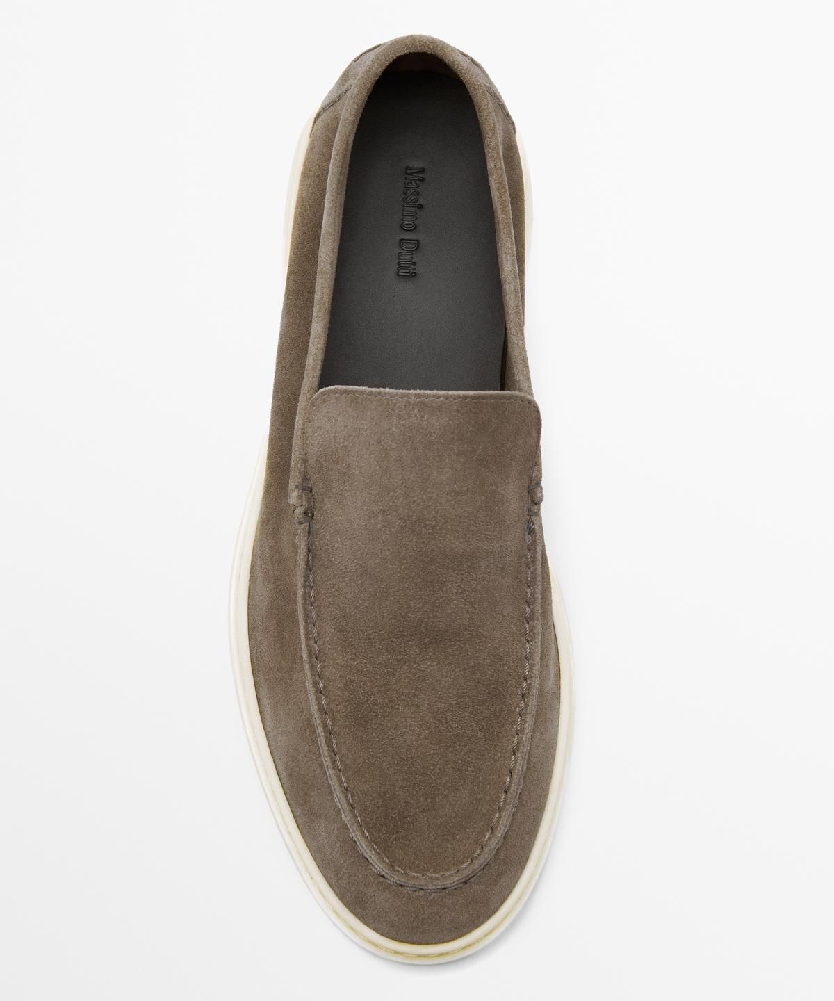 마시모두띠(MASSIMO DUTTI) 스플리트 스웨이드 발등 스티치 레더 로퍼
