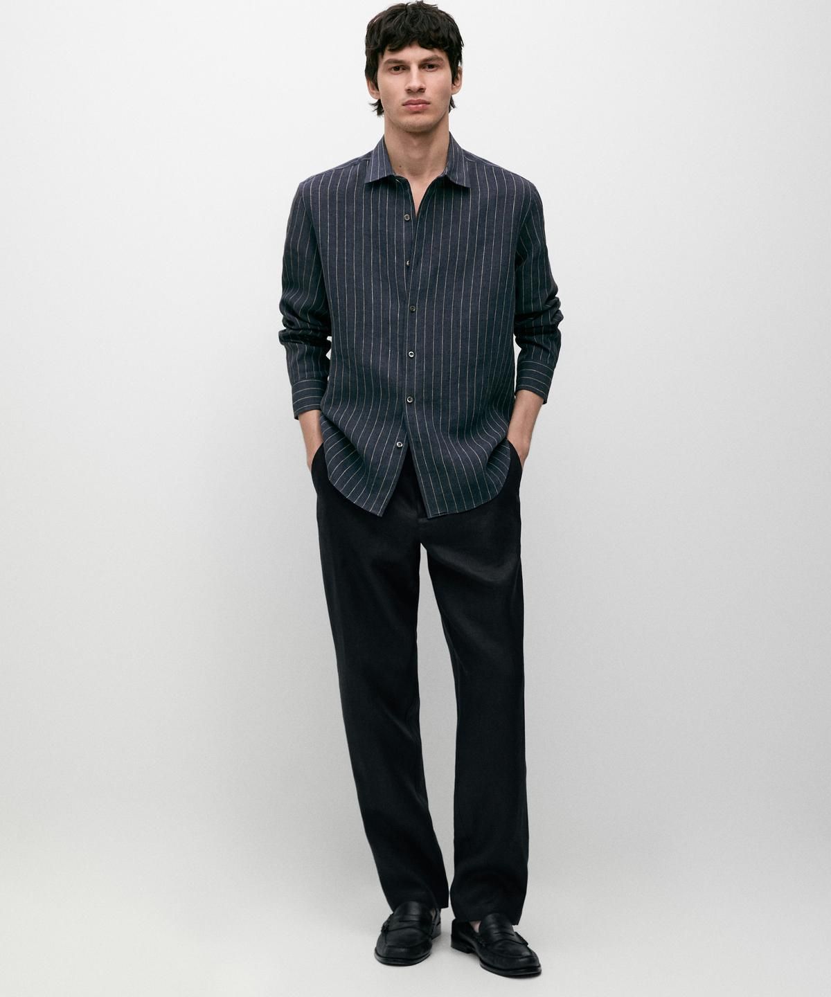 마시모두띠(MASSIMO DUTTI) 테이퍼드핏 린넨 팬츠