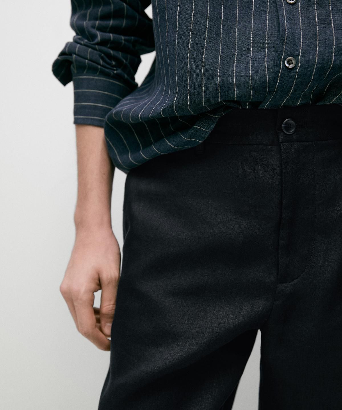 마시모두띠(MASSIMO DUTTI) 테이퍼드핏 린넨 팬츠
