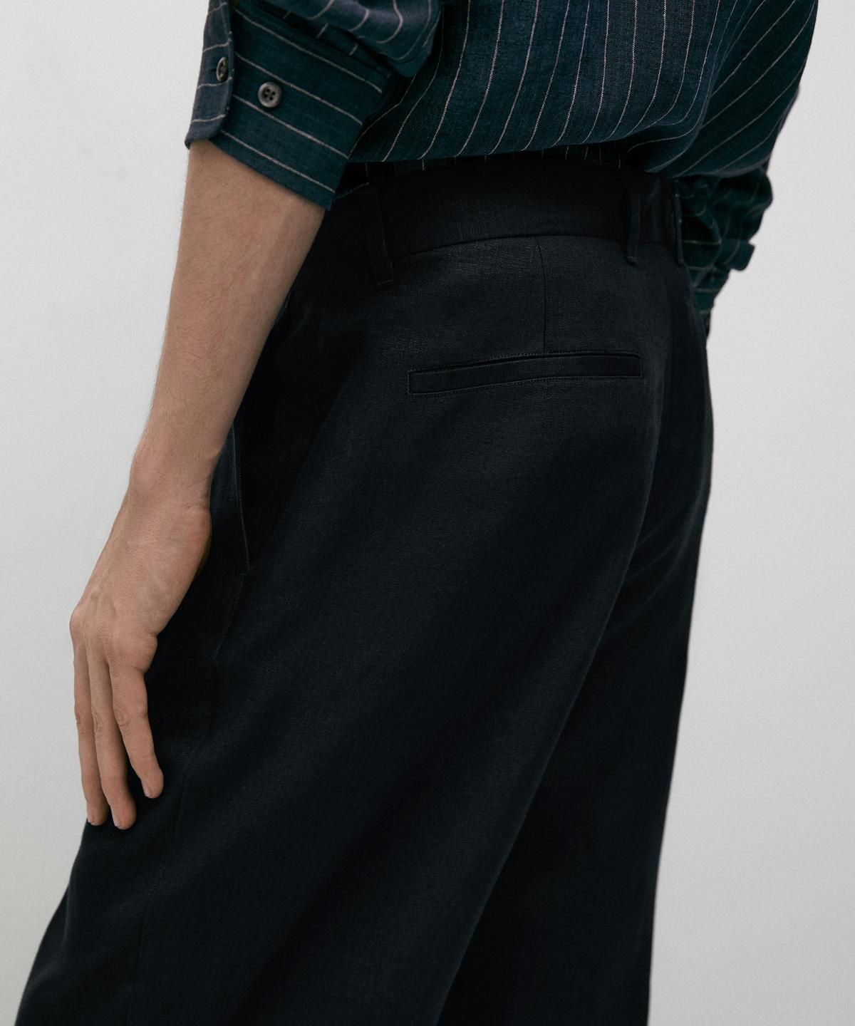 마시모두띠(MASSIMO DUTTI) 테이퍼드핏 린넨 팬츠