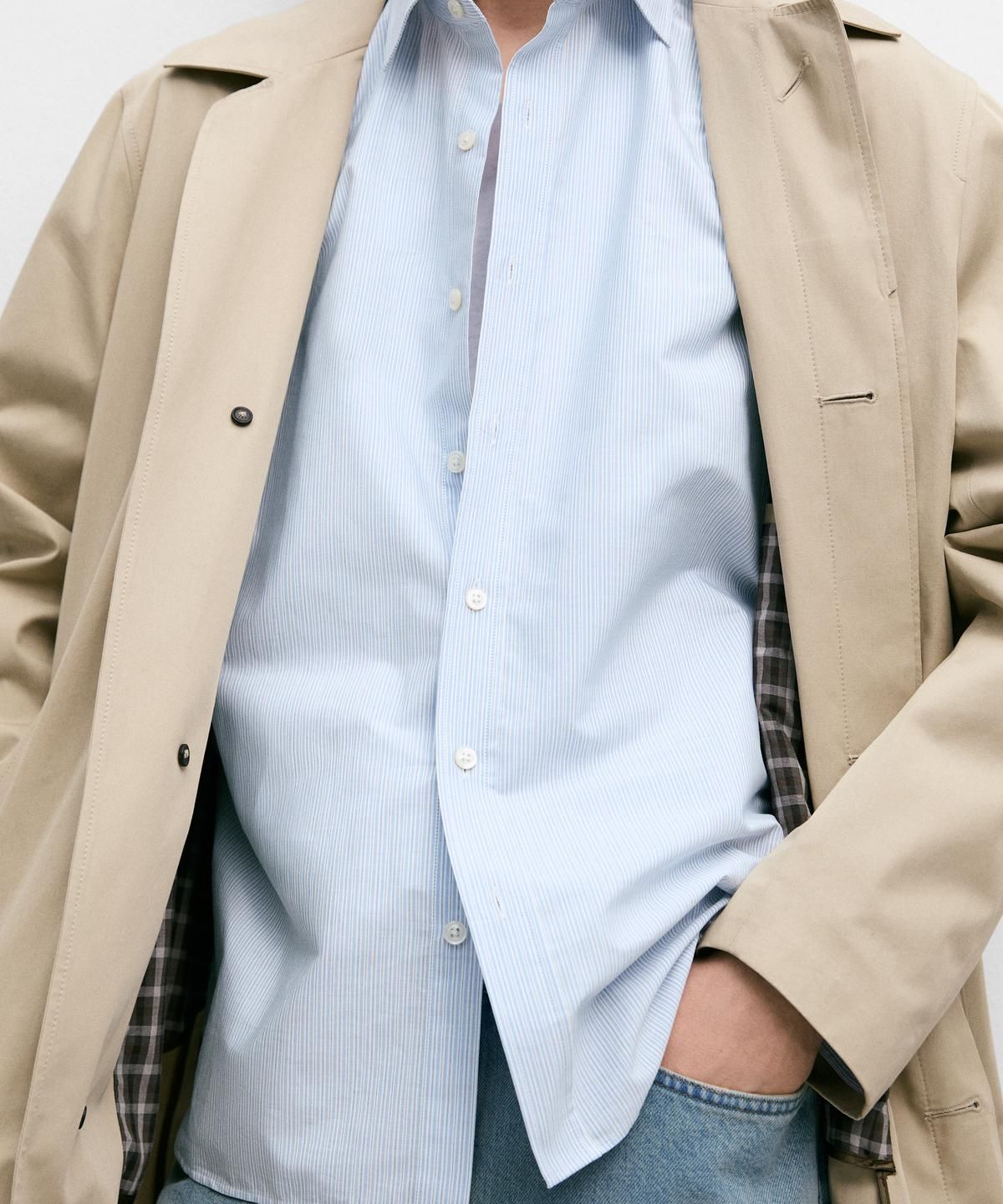 마시모두띠(MASSIMO DUTTI) 체크 코튼 블렌드 트렌치코트