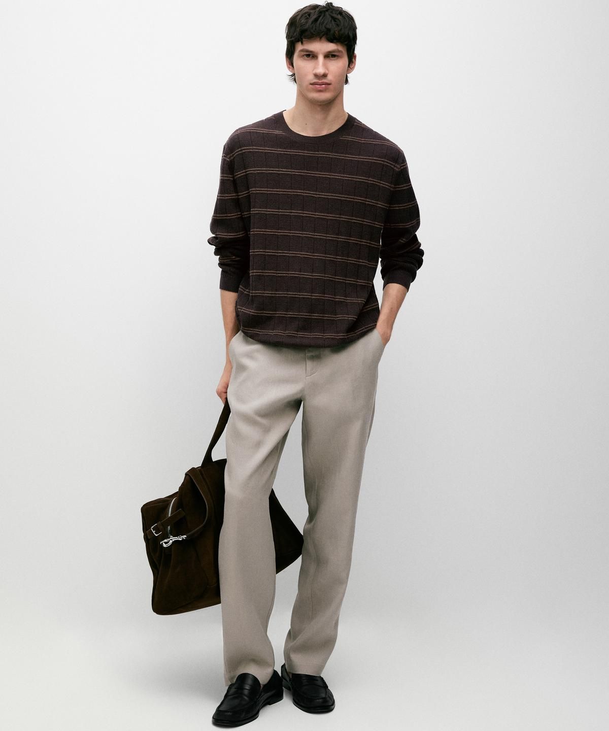 마시모두띠(MASSIMO DUTTI) 테이퍼드핏 린넨 팬츠
