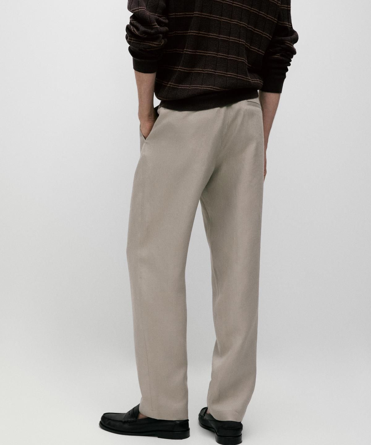 마시모두띠(MASSIMO DUTTI) 테이퍼드핏 린넨 팬츠