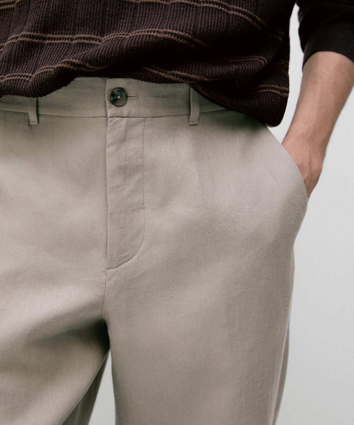 마시모두띠(MASSIMO DUTTI) 테이퍼드핏 린넨 팬츠