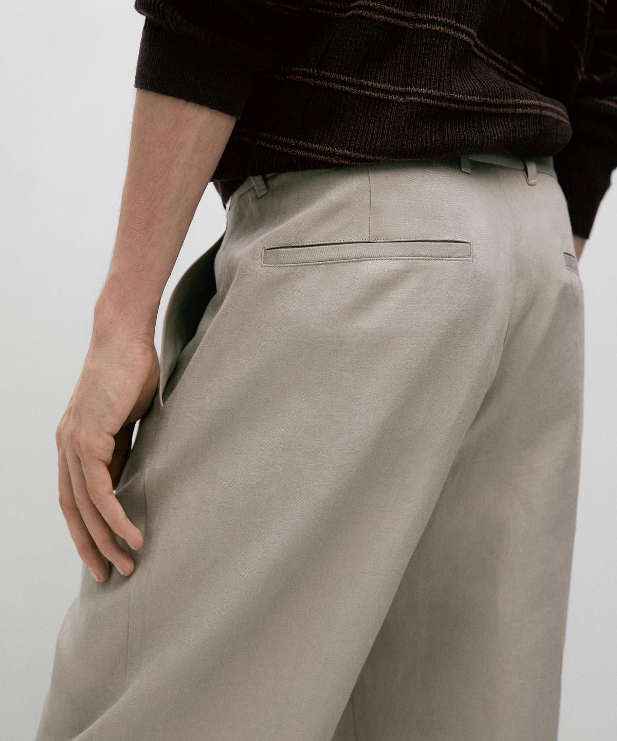 마시모두띠(MASSIMO DUTTI) 테이퍼드핏 린넨 팬츠