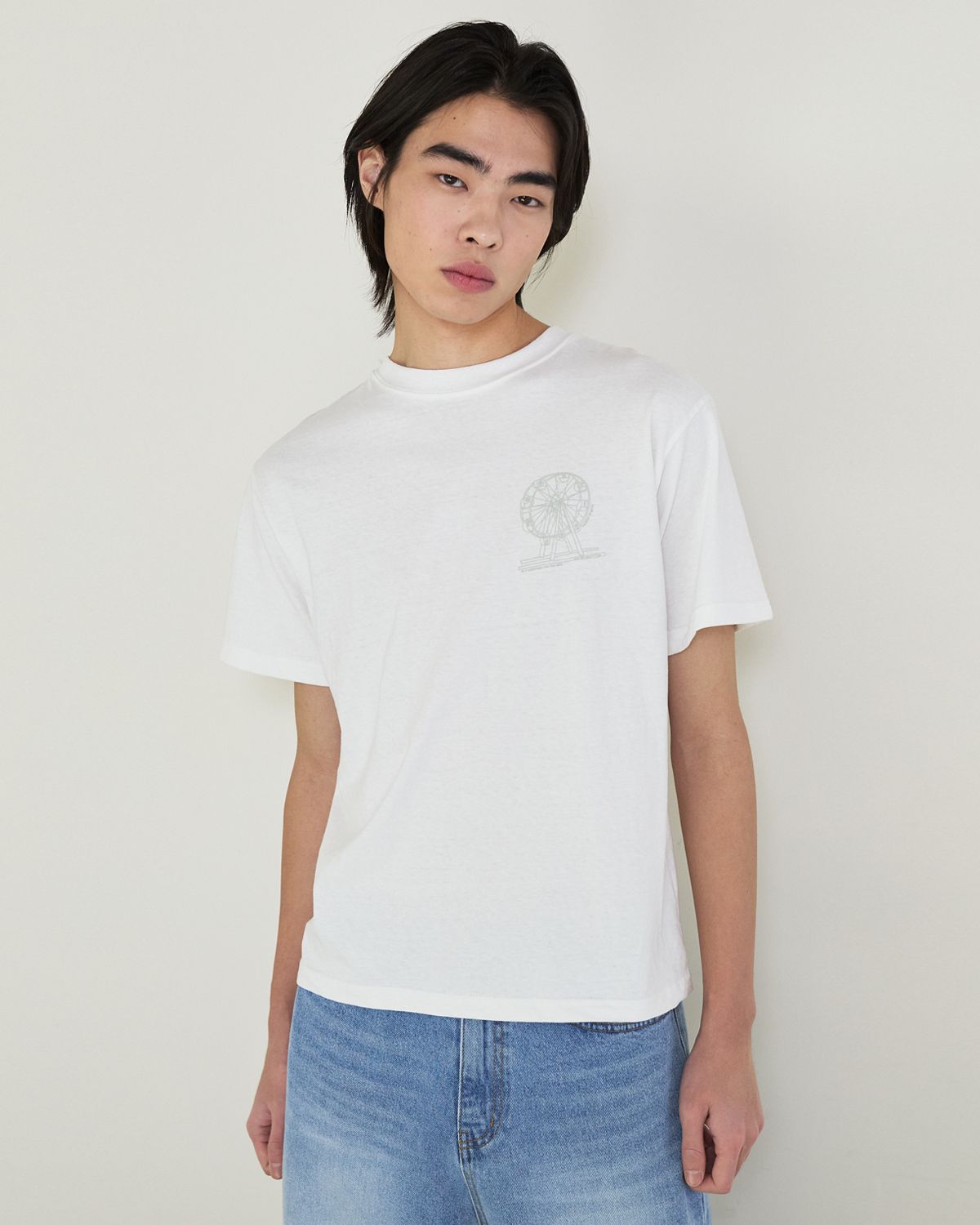 디앤드퀘스천(THEENDQUESTION) Big wheel print t-shirt / WHITE
