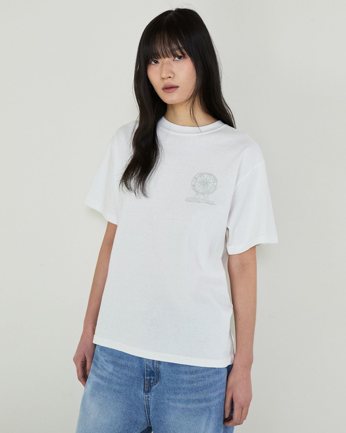 디앤드퀘스천(THEENDQUESTION) Big wheel print t-shirt / WHITE