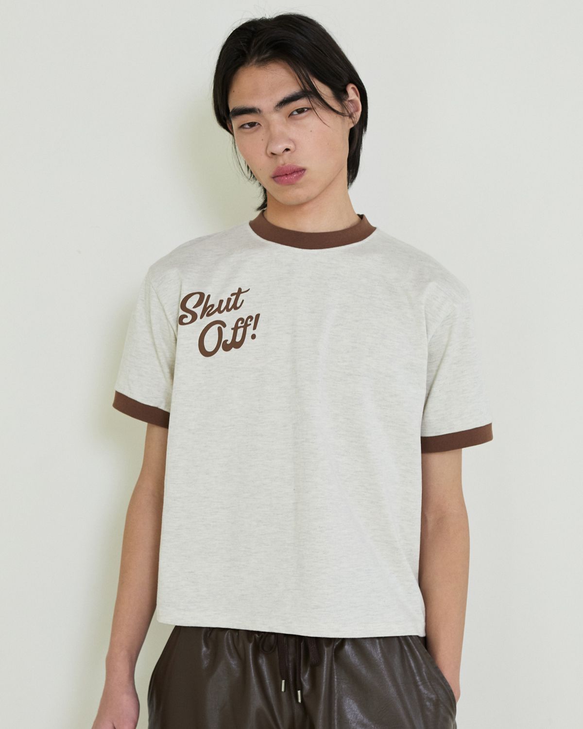 디앤드퀘스천(THEENDQUESTION) Shut off print t-shirt / OATMEAL