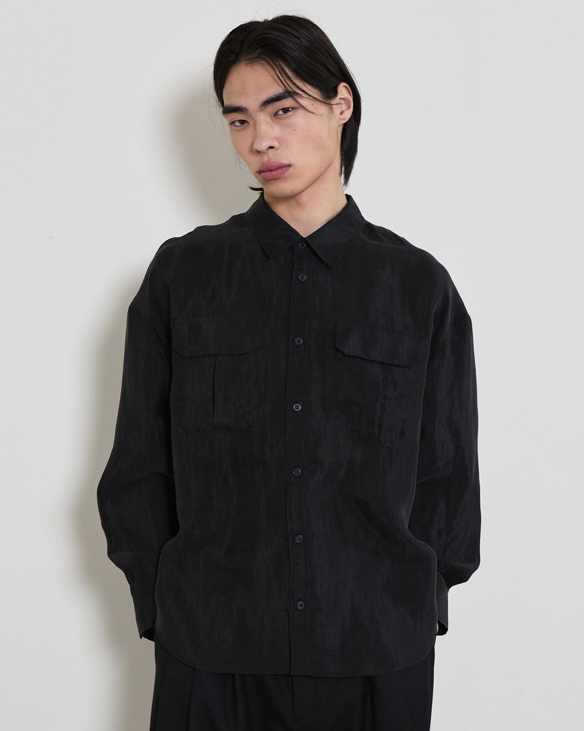 디앤드퀘스천(THEENDQUESTION) Pocket blouse shirt / BLACK