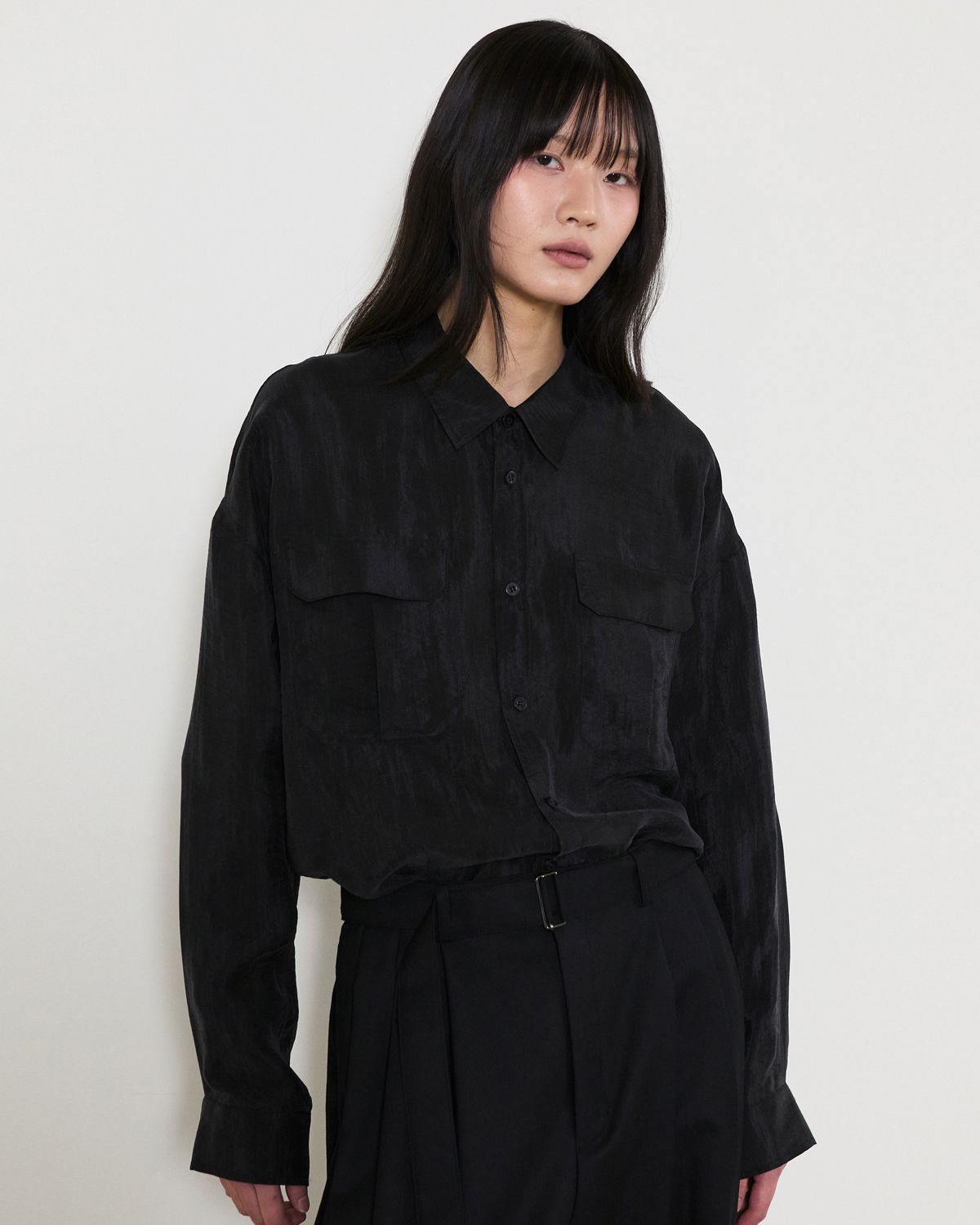 디앤드퀘스천(THEENDQUESTION) Pocket blouse shirt / BLACK