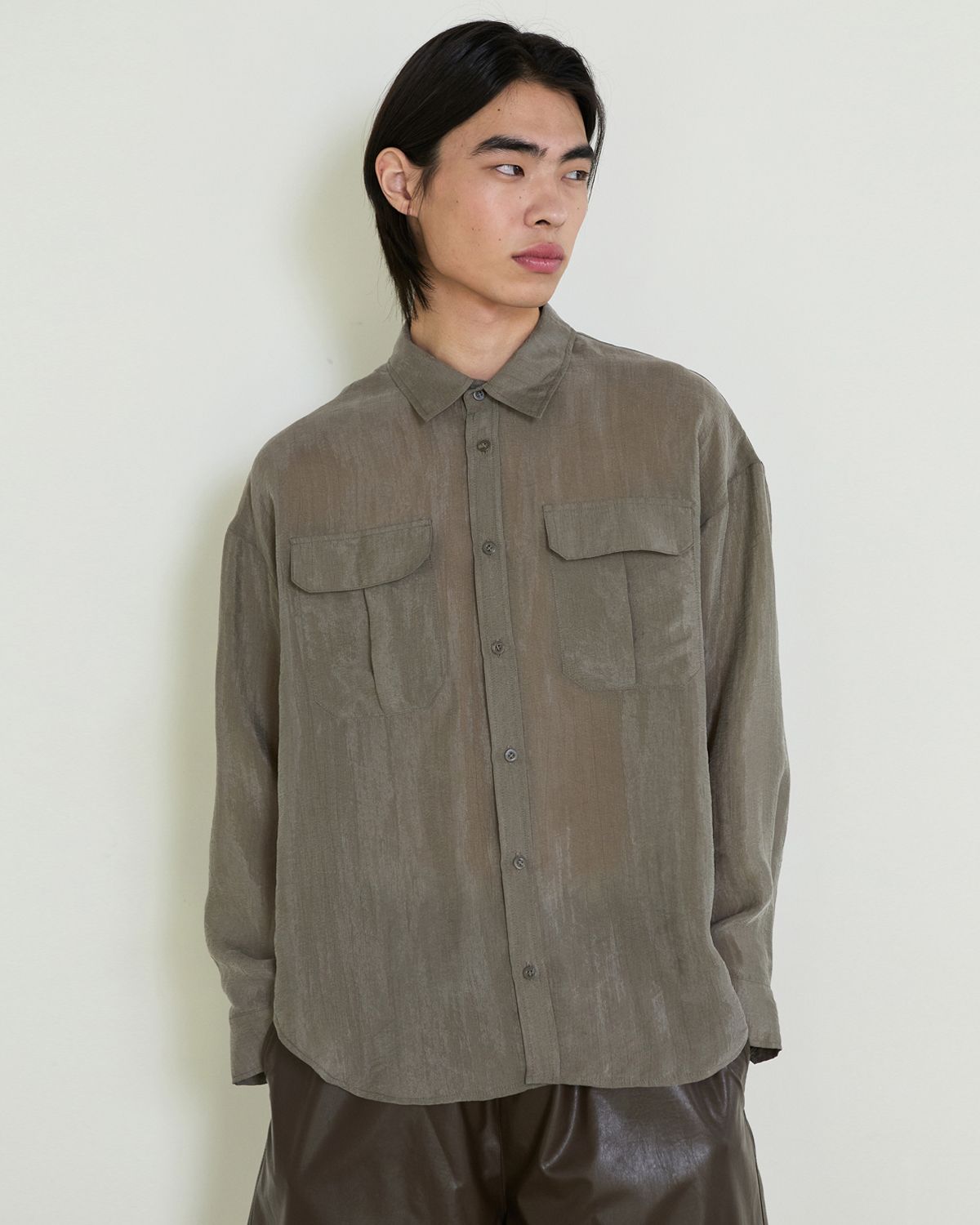 디앤드퀘스천(THEENDQUESTION) Pocket blouse shirt / DARK BEIGE