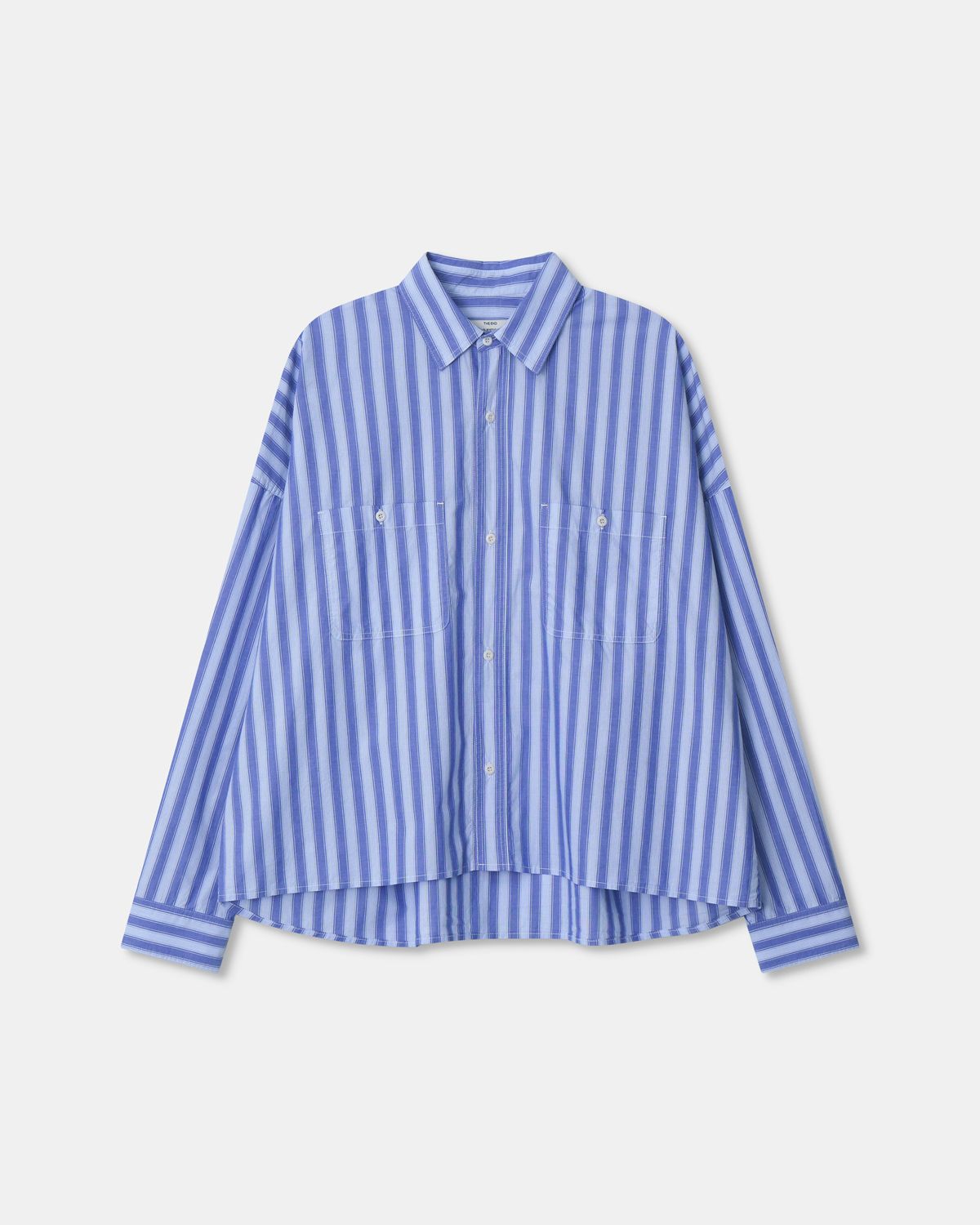 디앤드퀘스천(THEENDQUESTION) Stripe crop shirt / BLUE