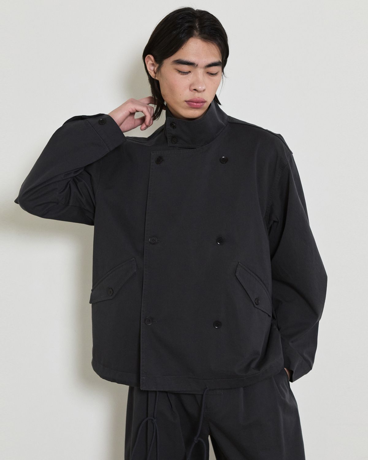 디앤드퀘스천(THEENDQUESTION) Chino double jacket / DARK GRAY