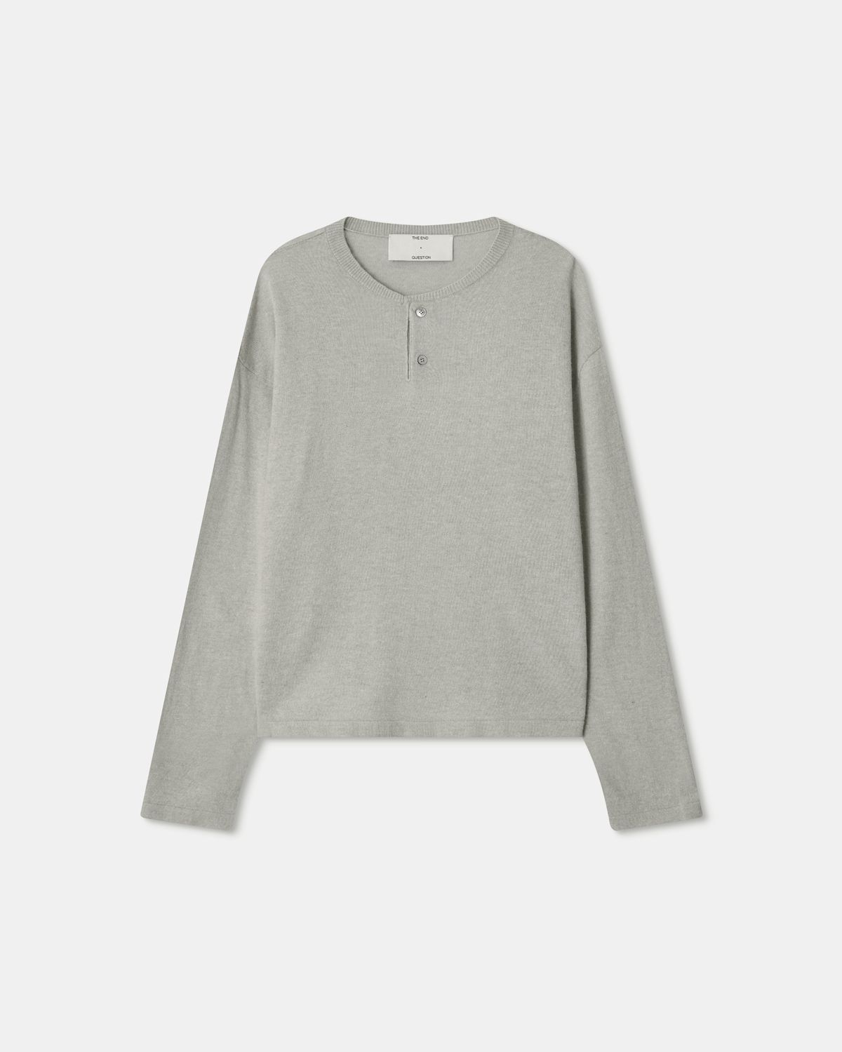 디앤드퀘스천(THEENDQUESTION) Wool linen henley neck knit top / GRAY