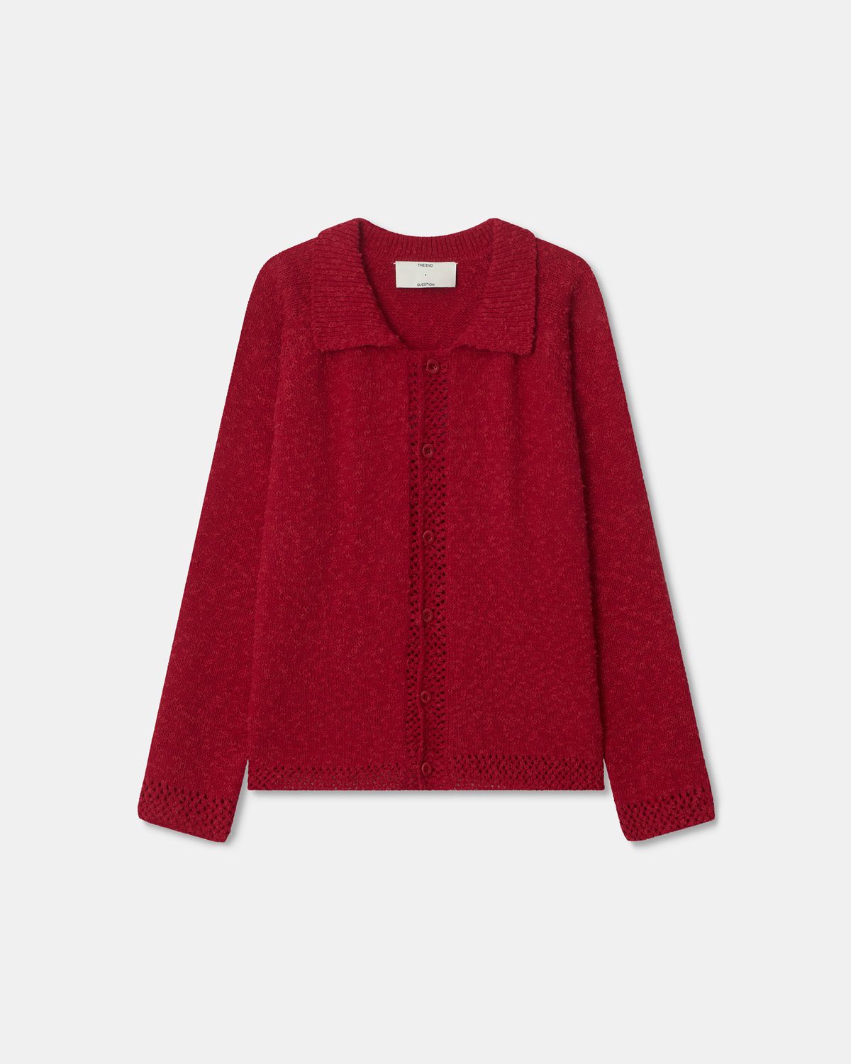 디앤드퀘스천(THEENDQUESTION) Slub collar cardigan / RED