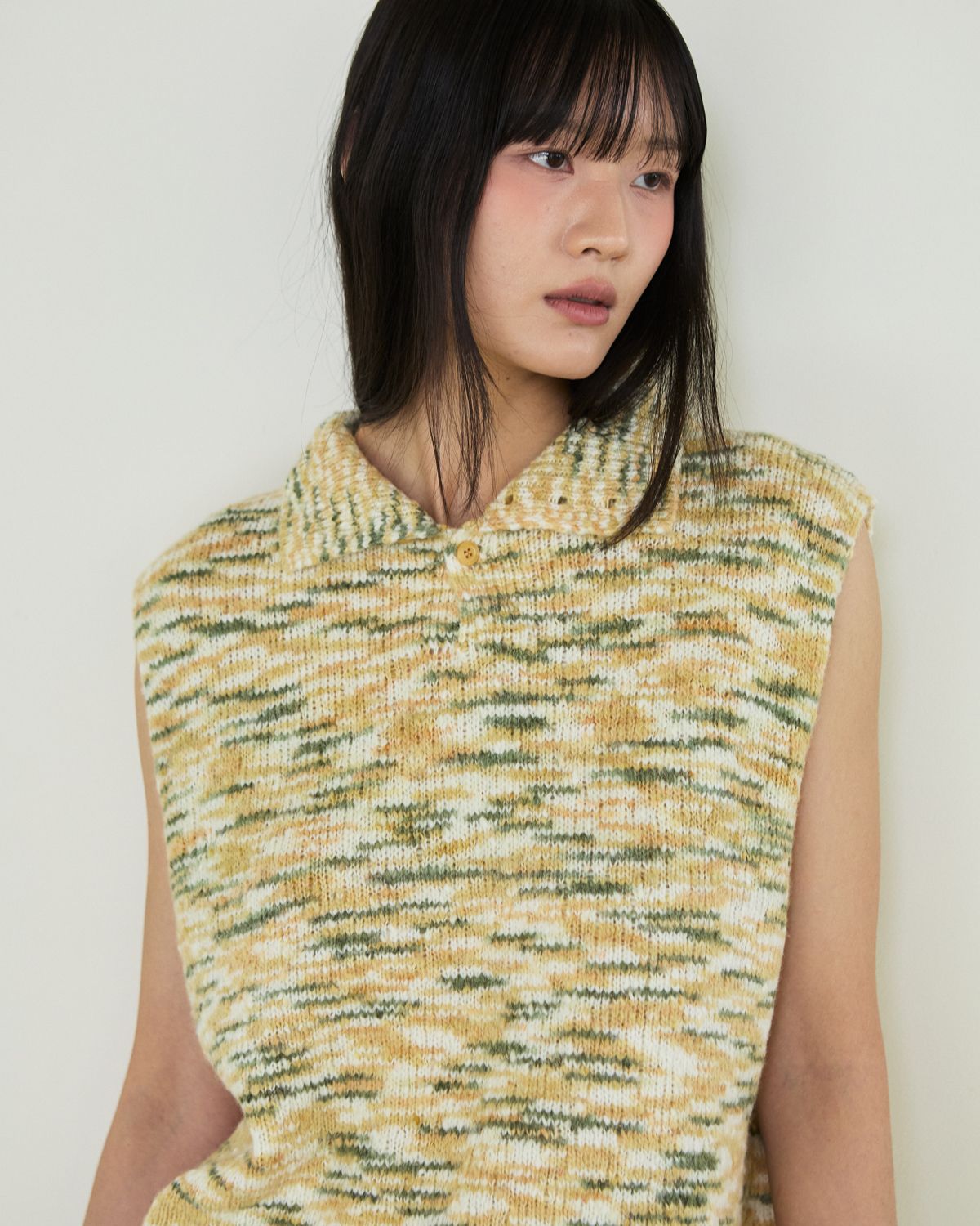 디앤드퀘스천(THEENDQUESTION) Wool boucle vest / GREEN