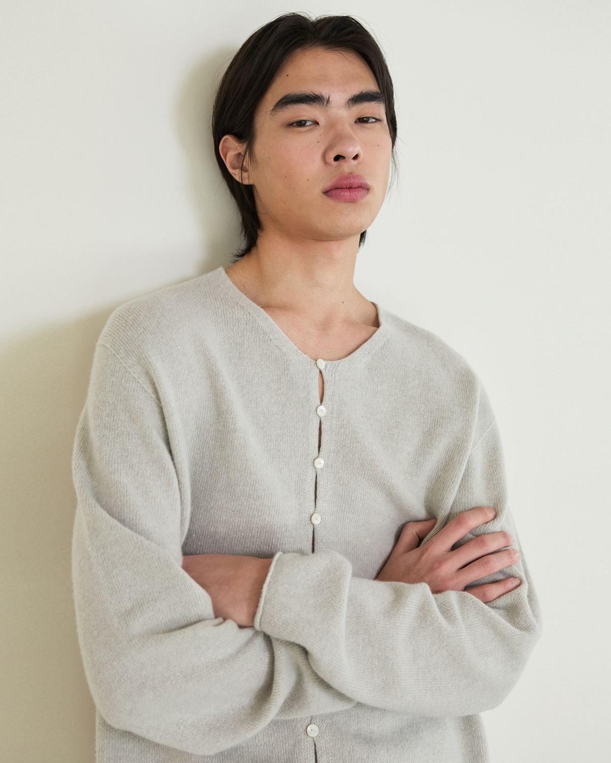 디앤드퀘스천(THEENDQUESTION) Wholegarment Button Cardigan / GRAY