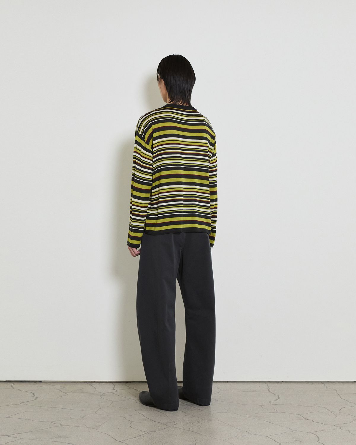 디앤드퀘스천(THEENDQUESTION) Color stripe knit top / DARK GRAY
