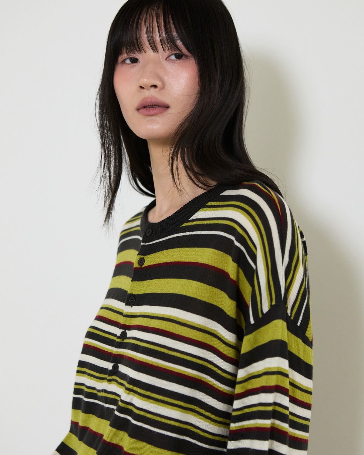 디앤드퀘스천(THEENDQUESTION) Color stripe knit top / DARK GRAY