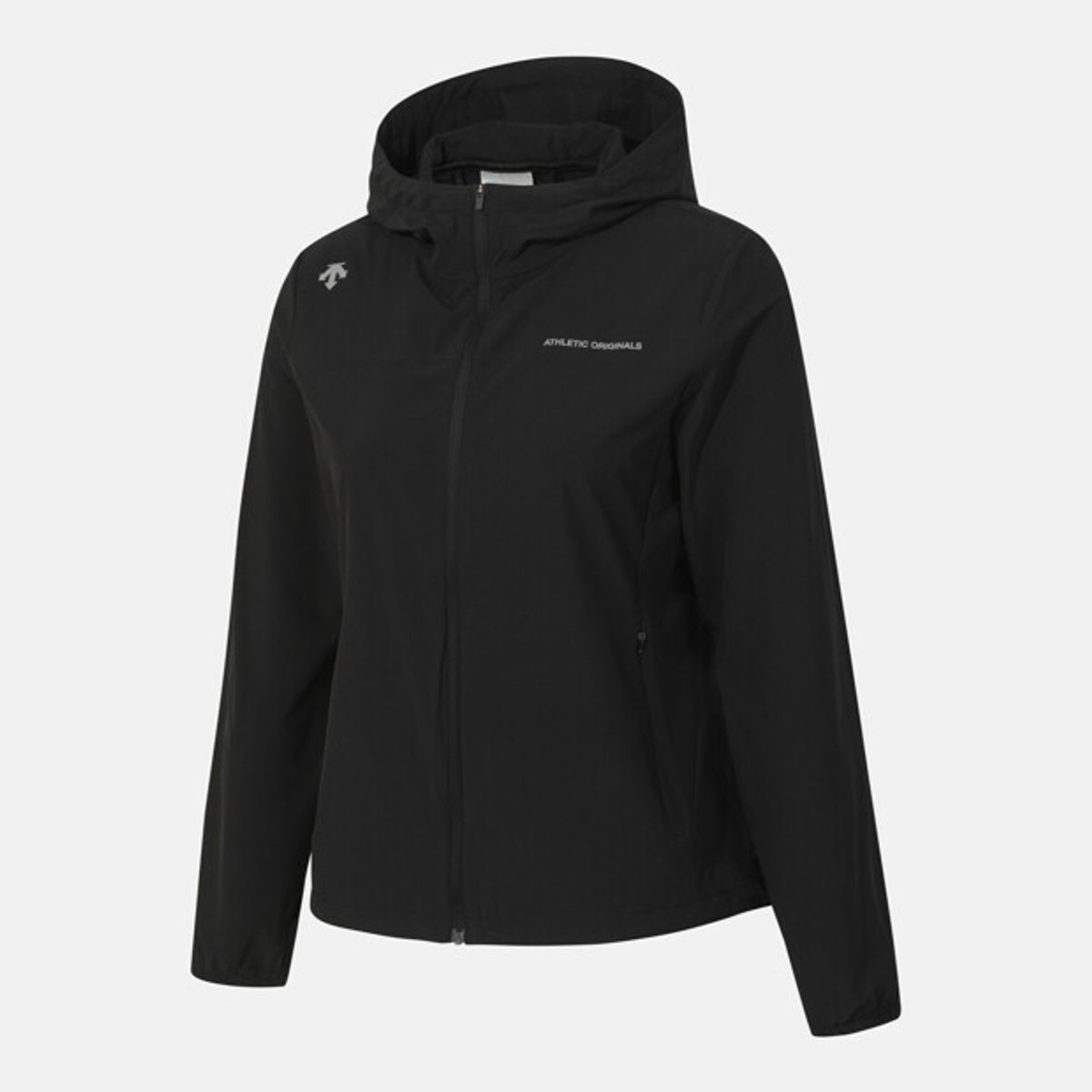 데상트(DESCENTE) 우먼스 러닝 경량 후드형 바람막이 자켓 블랙 SR122RWB32