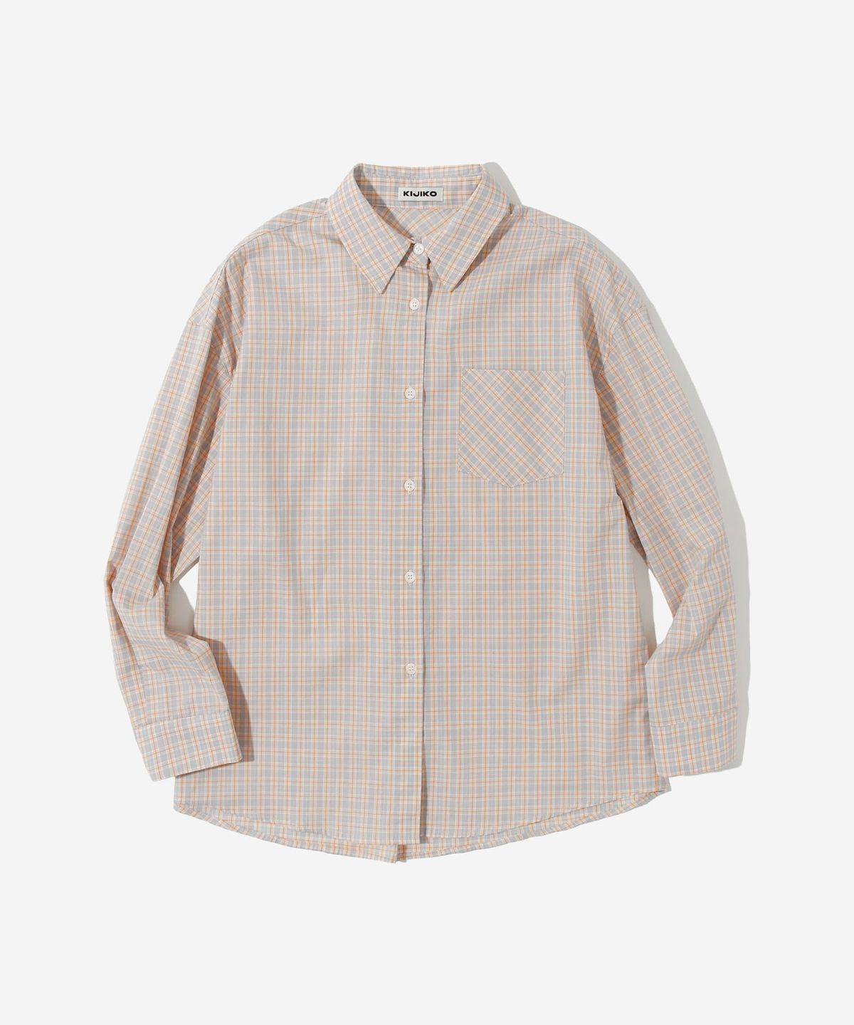 키지코(KIJIKO) ke204-Overfit Check Shirt Gray Beige