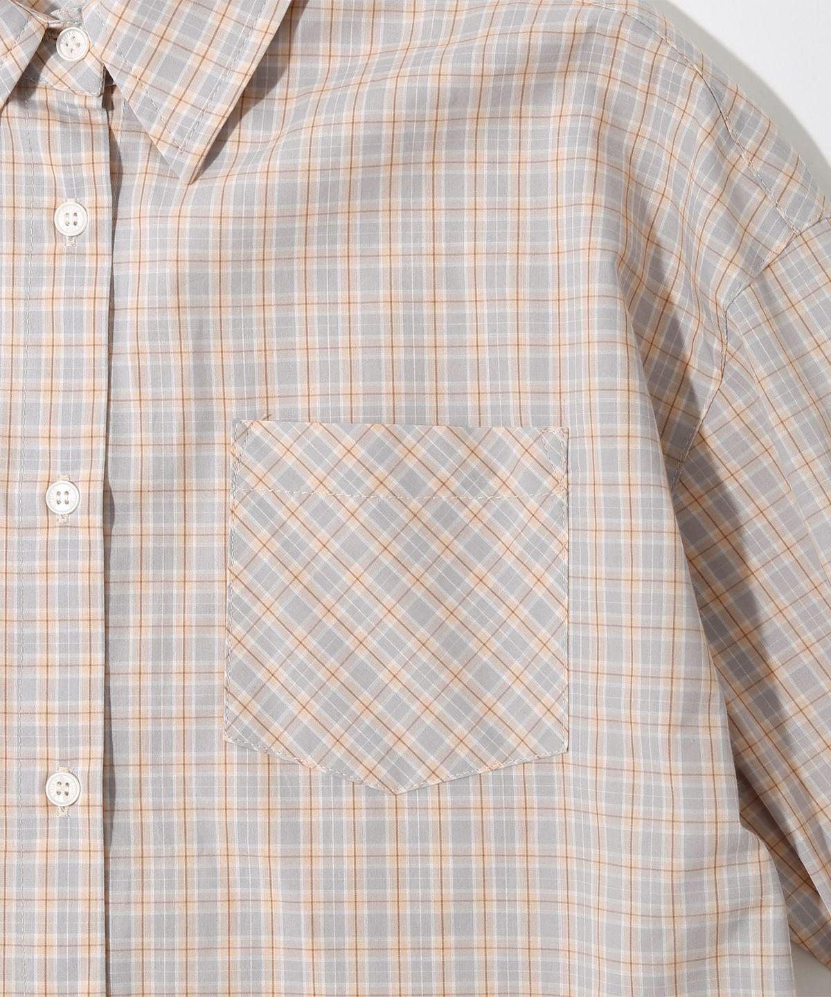 키지코(KIJIKO) ke204-Overfit Check Shirt Gray Beige
