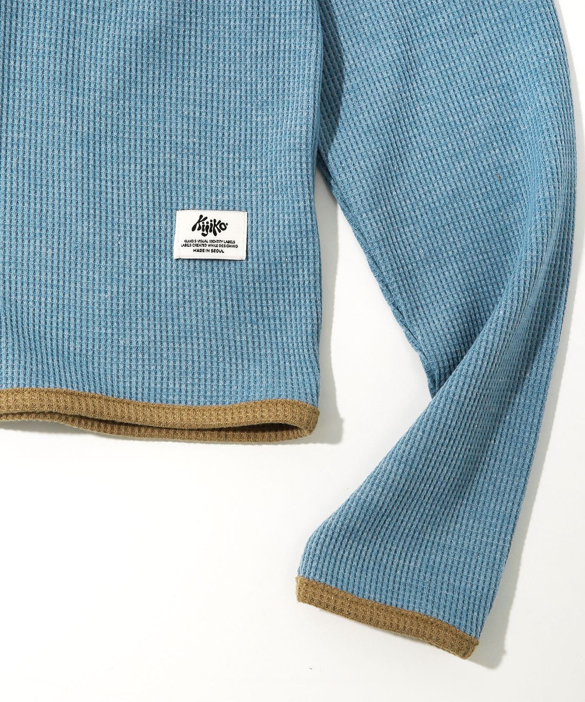 키지코(KIJIKO) ke308-Balaclava Waffle Hoodie Blue