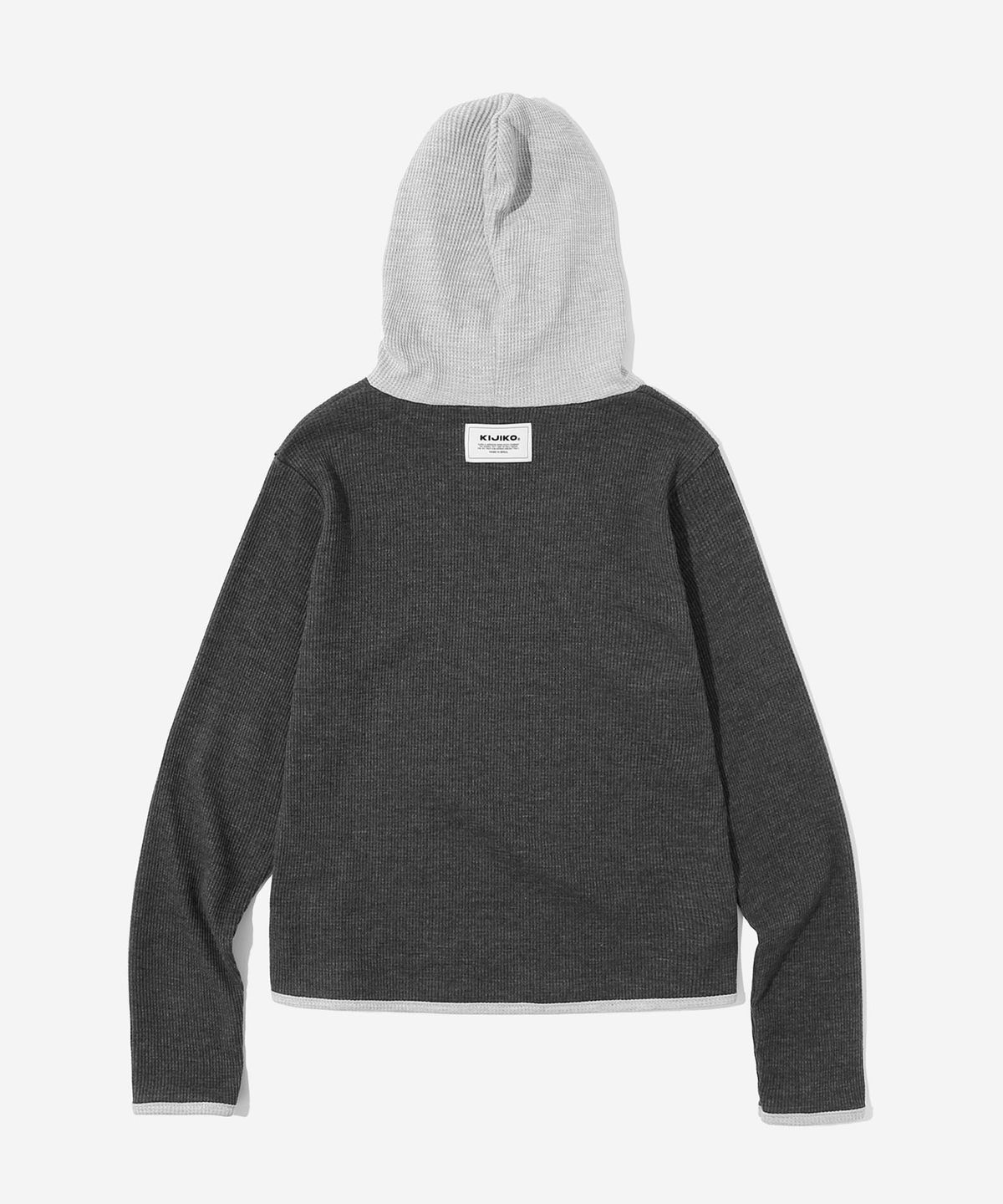 키지코(KIJIKO) ke308-Balaclava Waffle Hoodie Charcoal