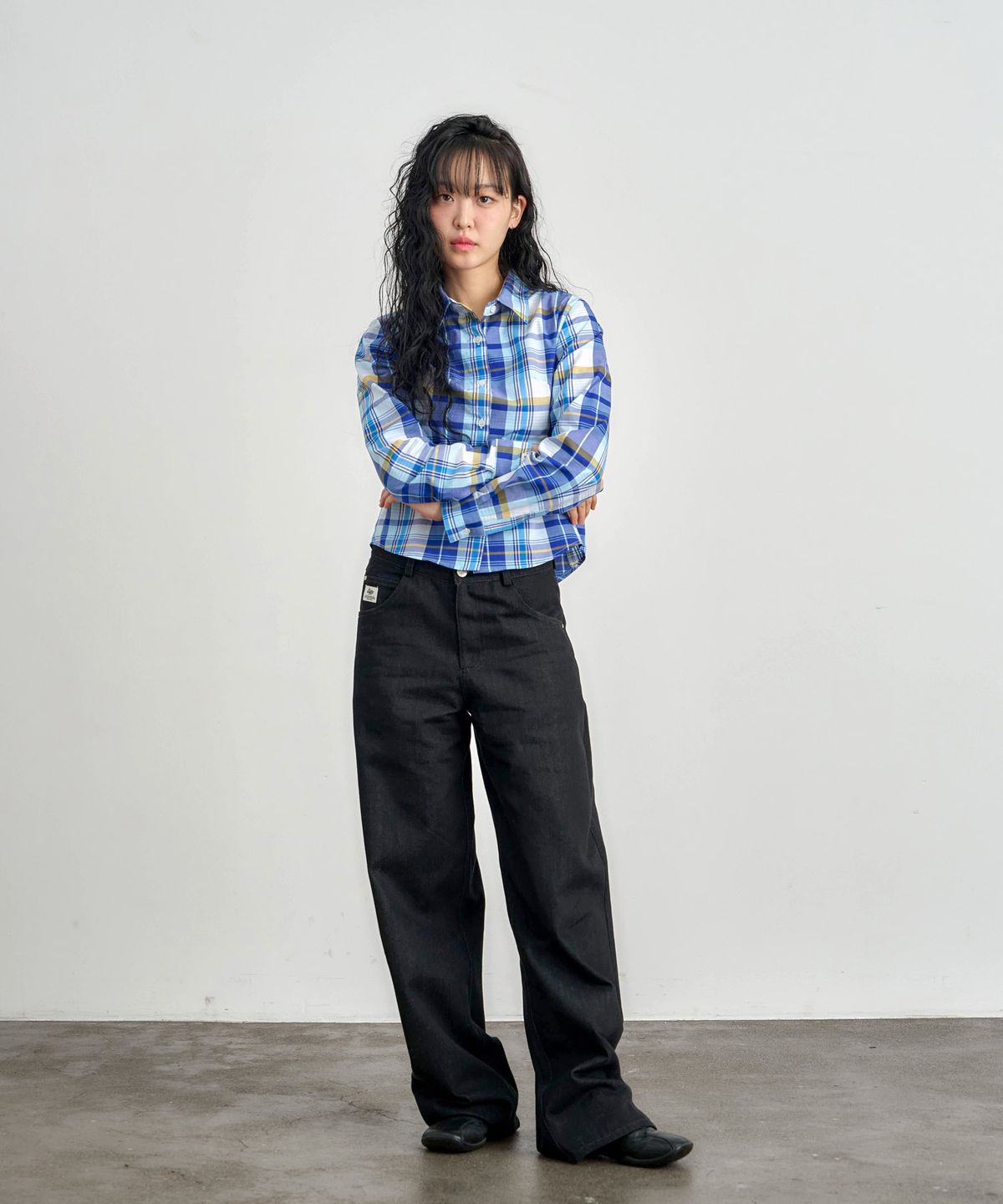 키지코(KIJIKO) ke205-Slim Fit Check Shirt Blue