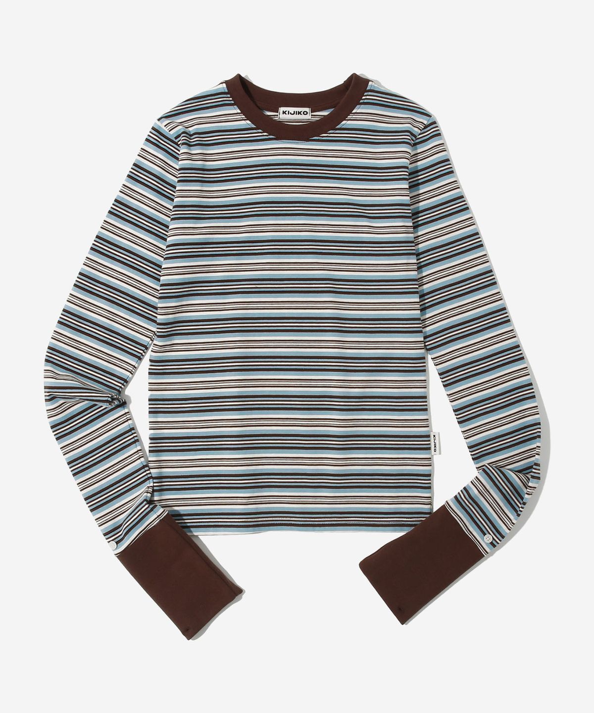 키지코(KIJIKO) ke307-Striped Cuffs Long Sleeve Blue