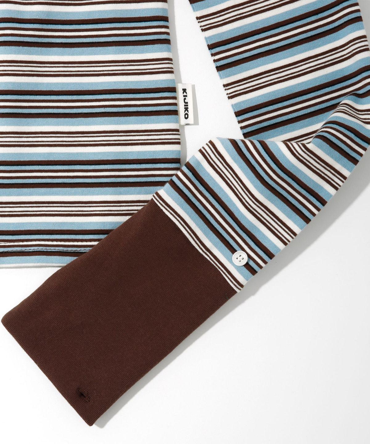 키지코(KIJIKO) ke307-Striped Cuffs Long Sleeve Blue