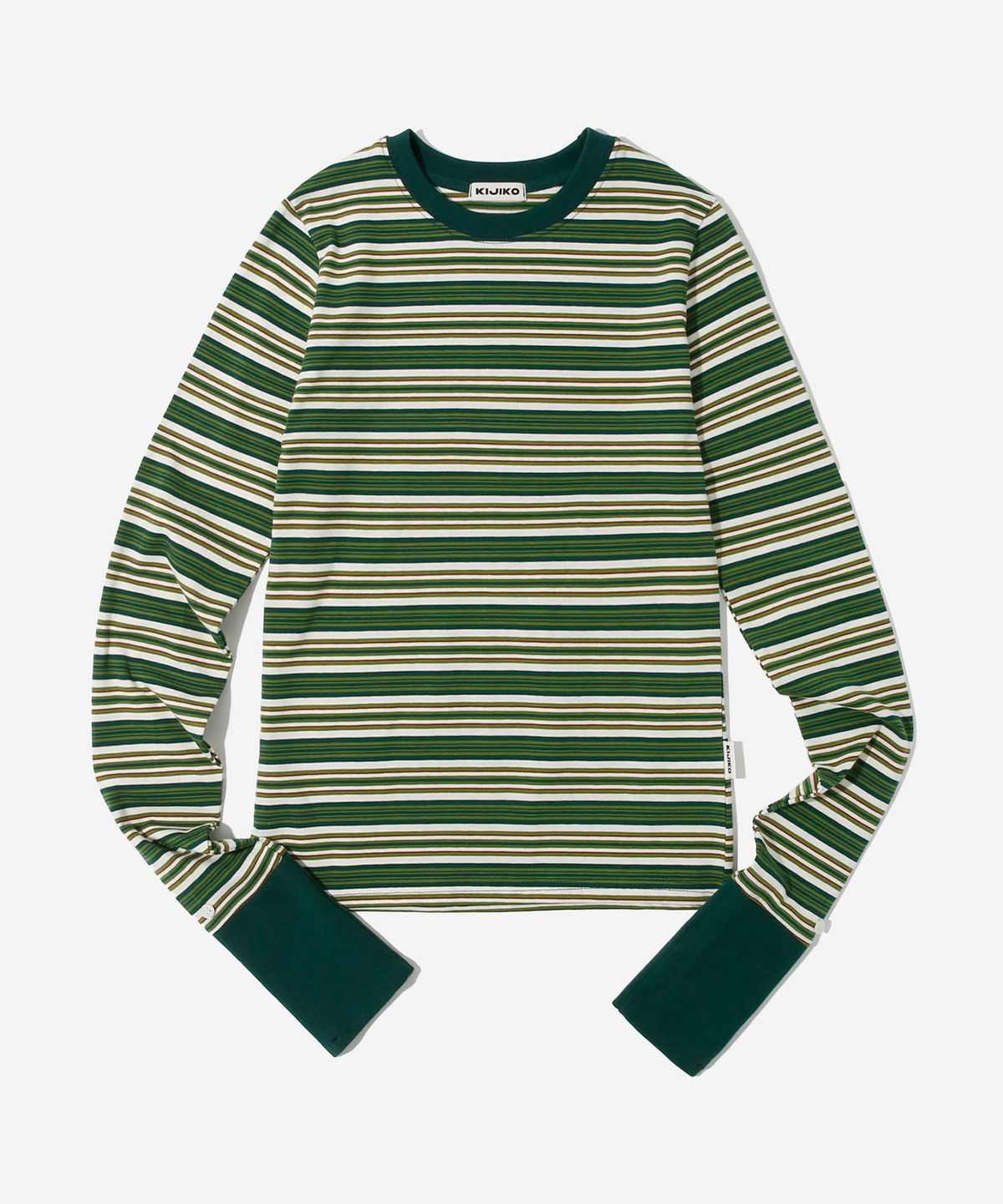 키지코(KIJIKO) ke307-Striped Cuffs Long Sleeve Green