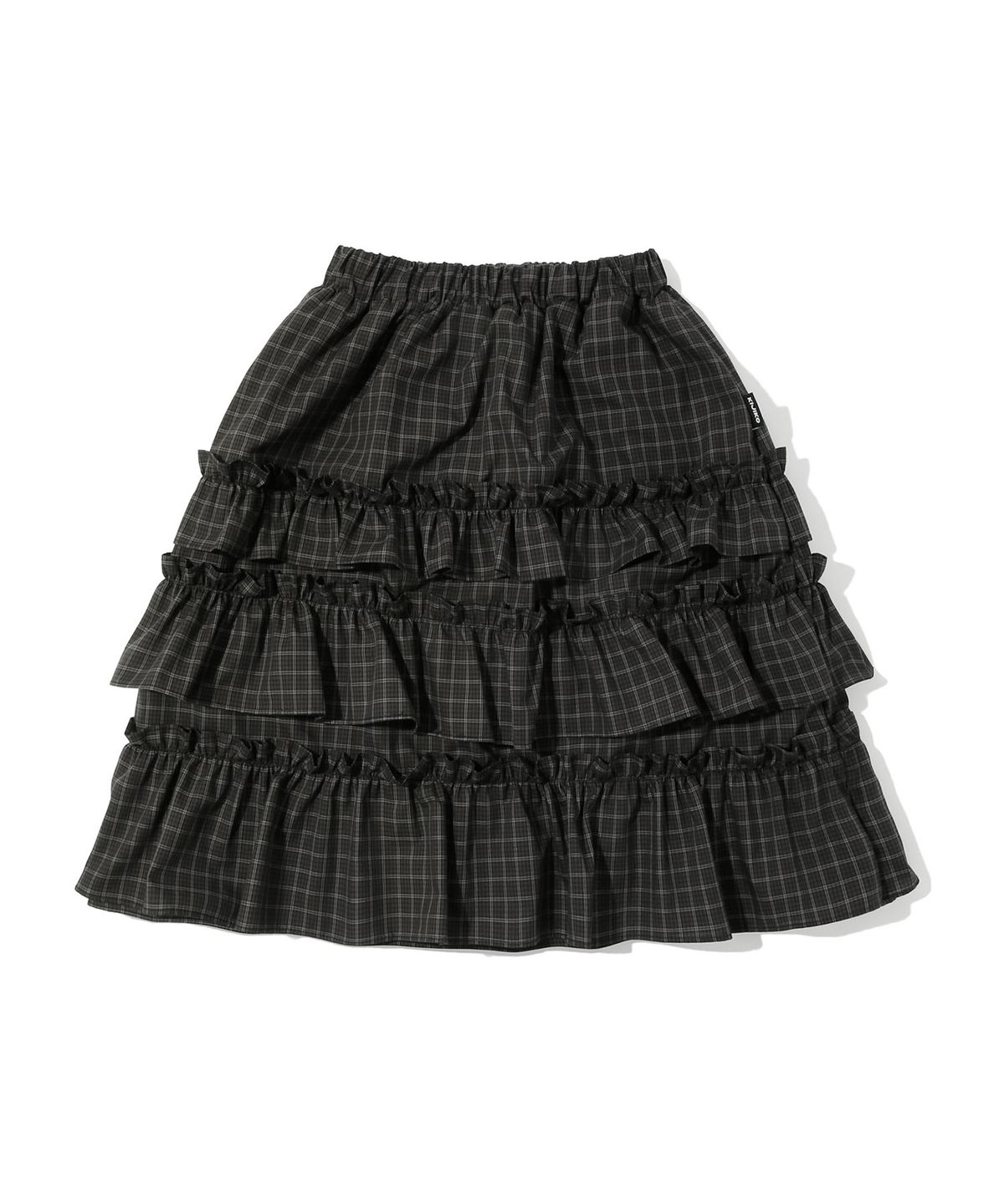 키지코(KIJIKO) [PRE-ORDER] ke702-Frill Cancan Midi Skirtt Check Charcoal