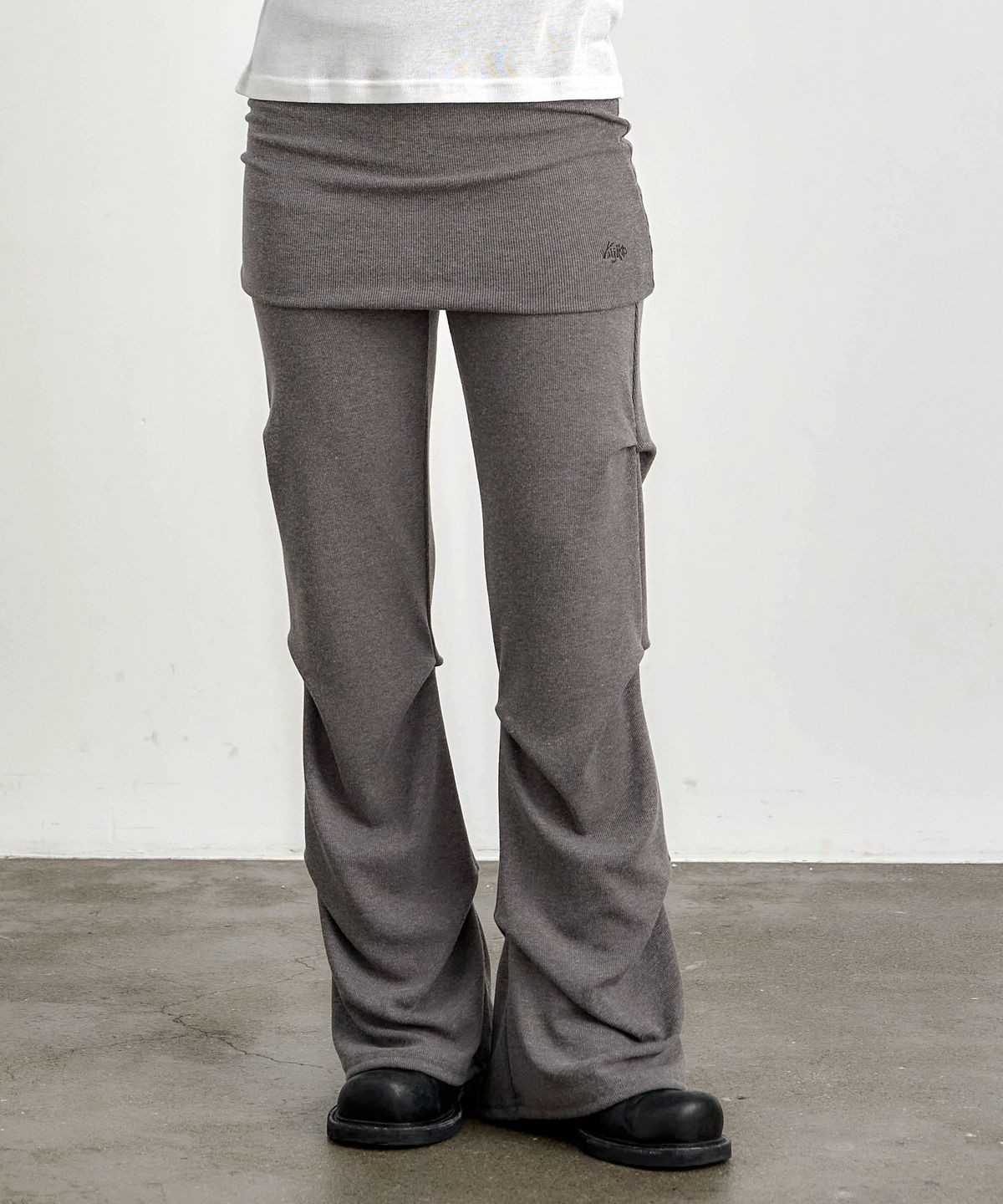 키지코(KIJIKO) ke609-Shirring Skirt Leggings Ash Brown