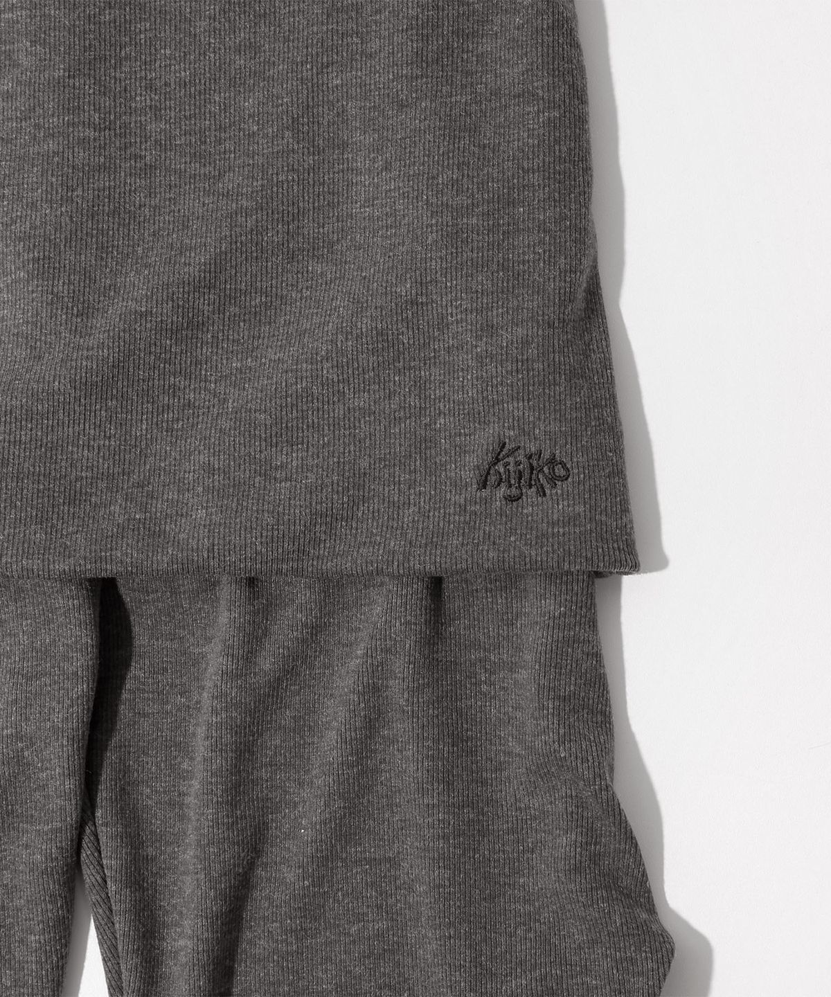 키지코(KIJIKO) ke609-Shirring Skirt Leggings Ash Brown
