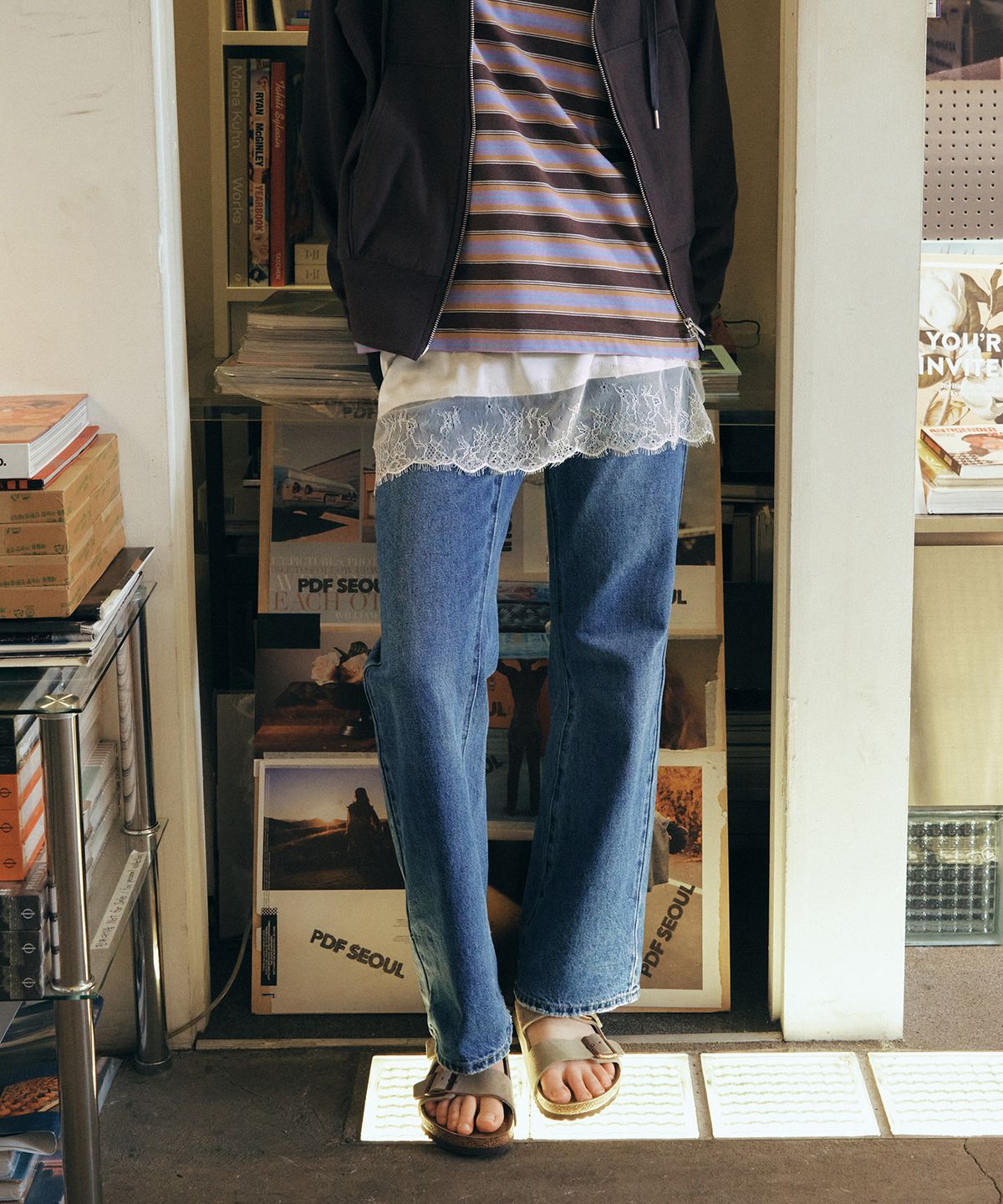 그린버터(GREENBUTTER) Solid Core Zip Hoodie (Charcoal)
