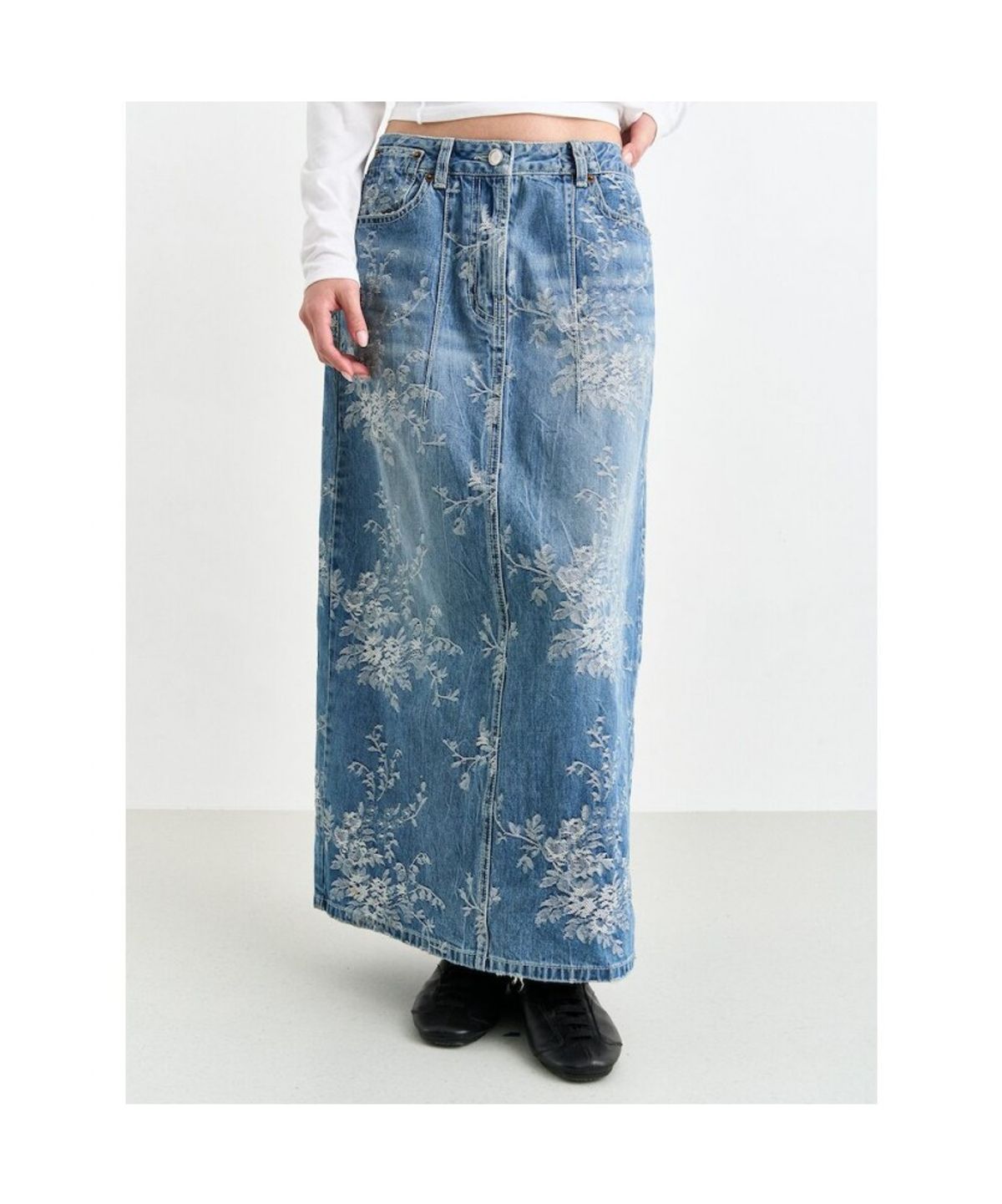 앙개(ANGGAE) Flower Hline Skirt  Blue