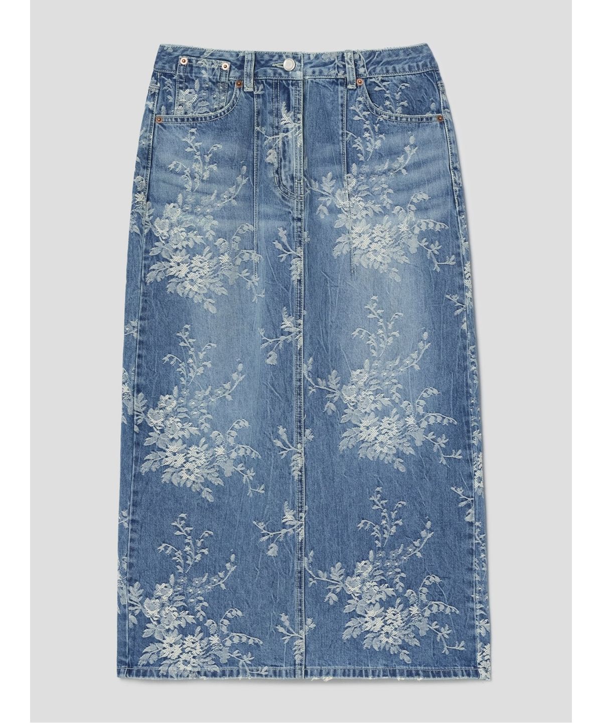 앙개(ANGGAE) Flower Hline Skirt  Blue