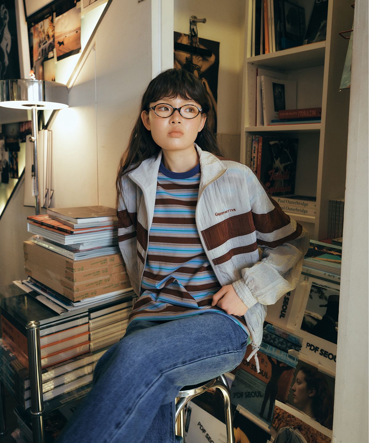 그린버터(GREENBUTTER) Relaxed Stripe Tee (Brown)