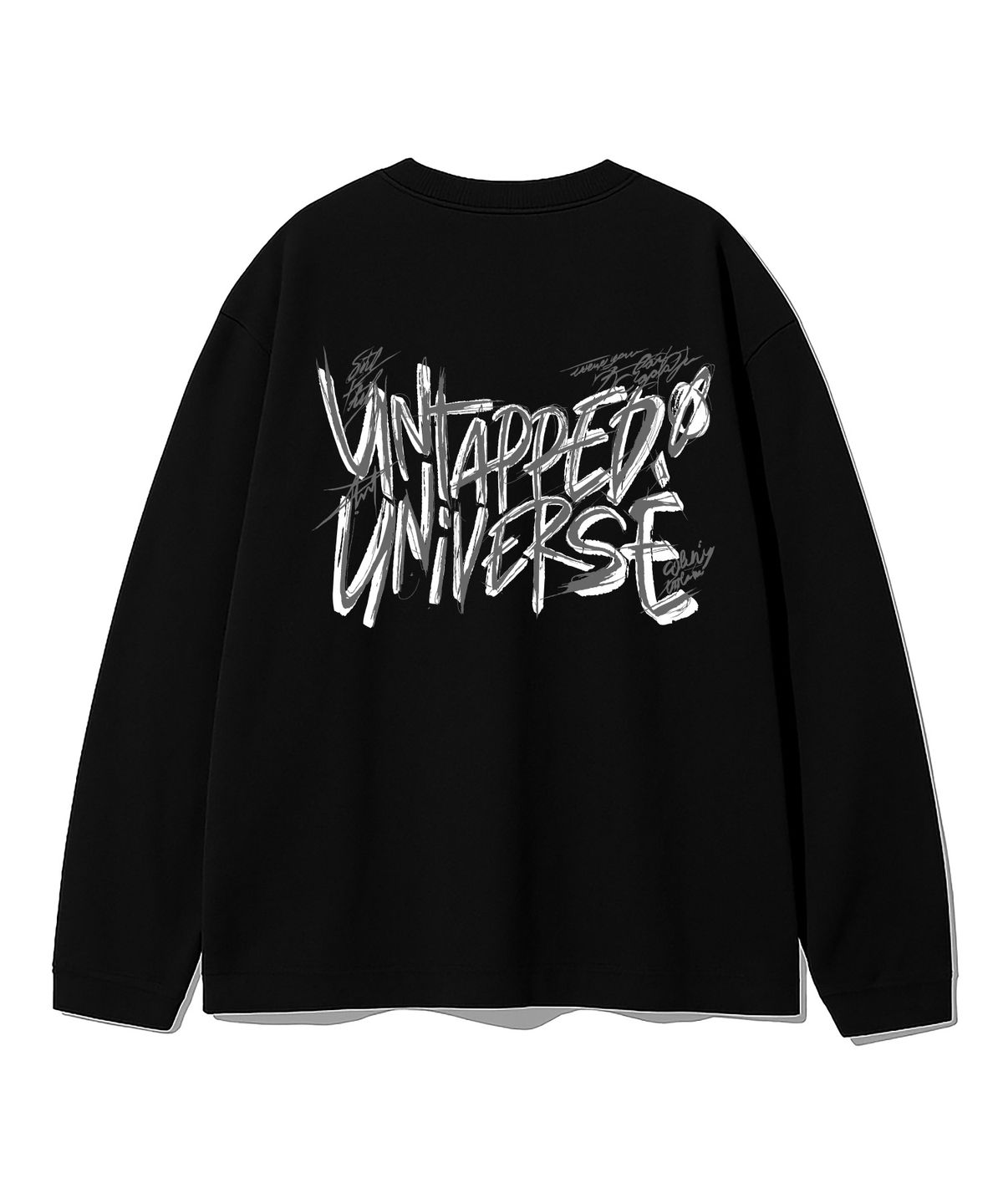 언탭트 스튜디오(UNTAPPED STUDIO) 유니버스 와일드 레터링 오버핏 긴팔 티셔츠 4COLOR