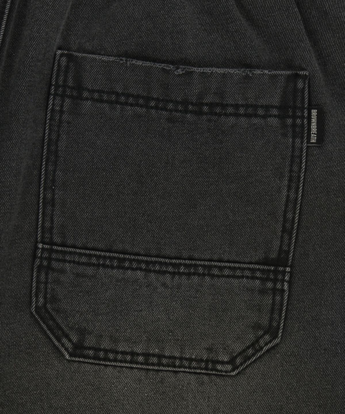 브라운브레스(BROWNBREATH) WASHED BANDING BERMUDA PANTS - BLACK