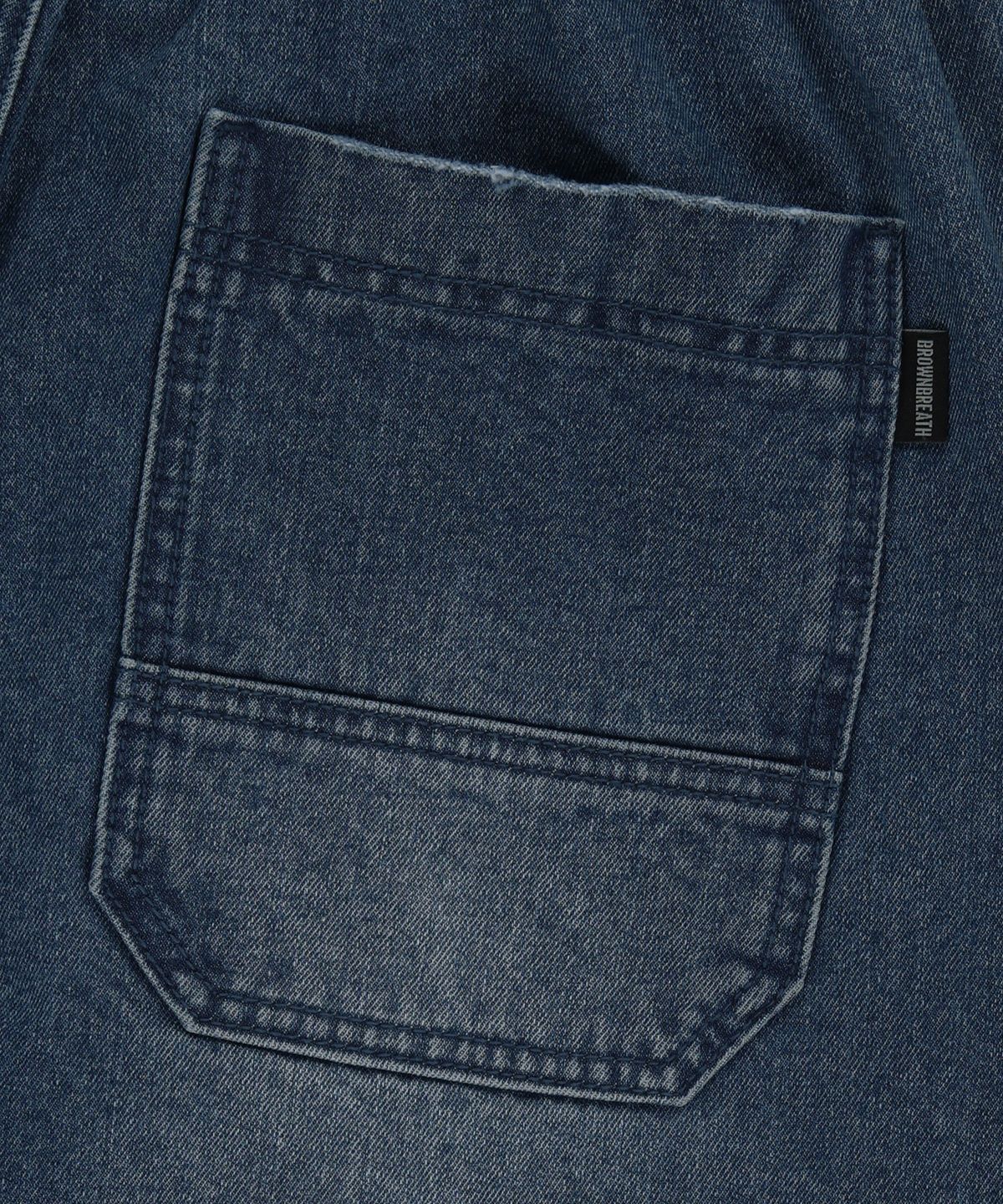 브라운브레스(BROWNBREATH) WASHED BANDING BERMUDA PANTS - INDIGO