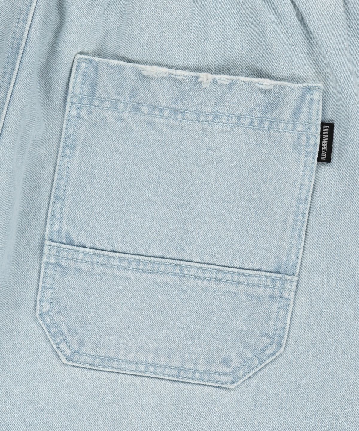 브라운브레스(BROWNBREATH) WASHED BANDING BERMUDA PANTS - LIGHT BLUE