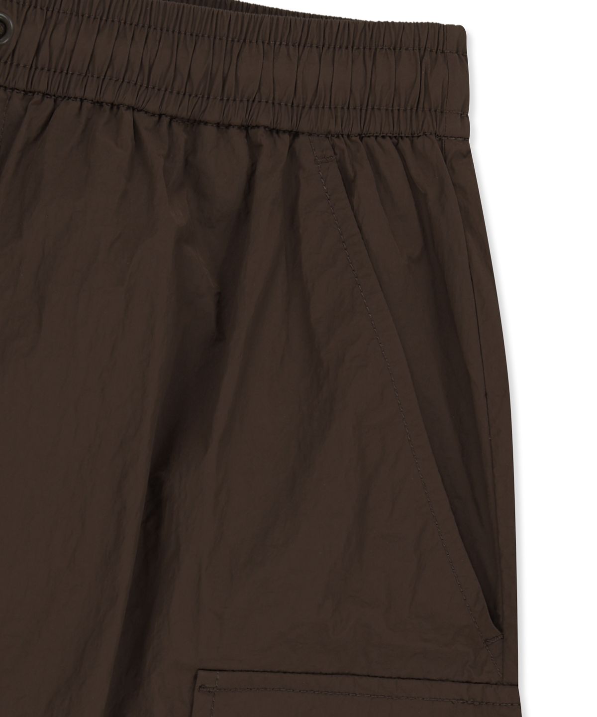 브라운브레스(BROWNBREATH) TAG NYLON CARGO HALF PANTS - DARK BROWN