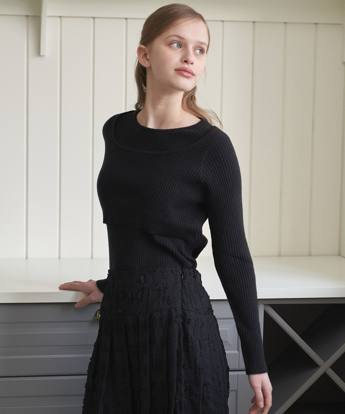 플로브(FLOVE) LAYERED BALLET KNIT_BK