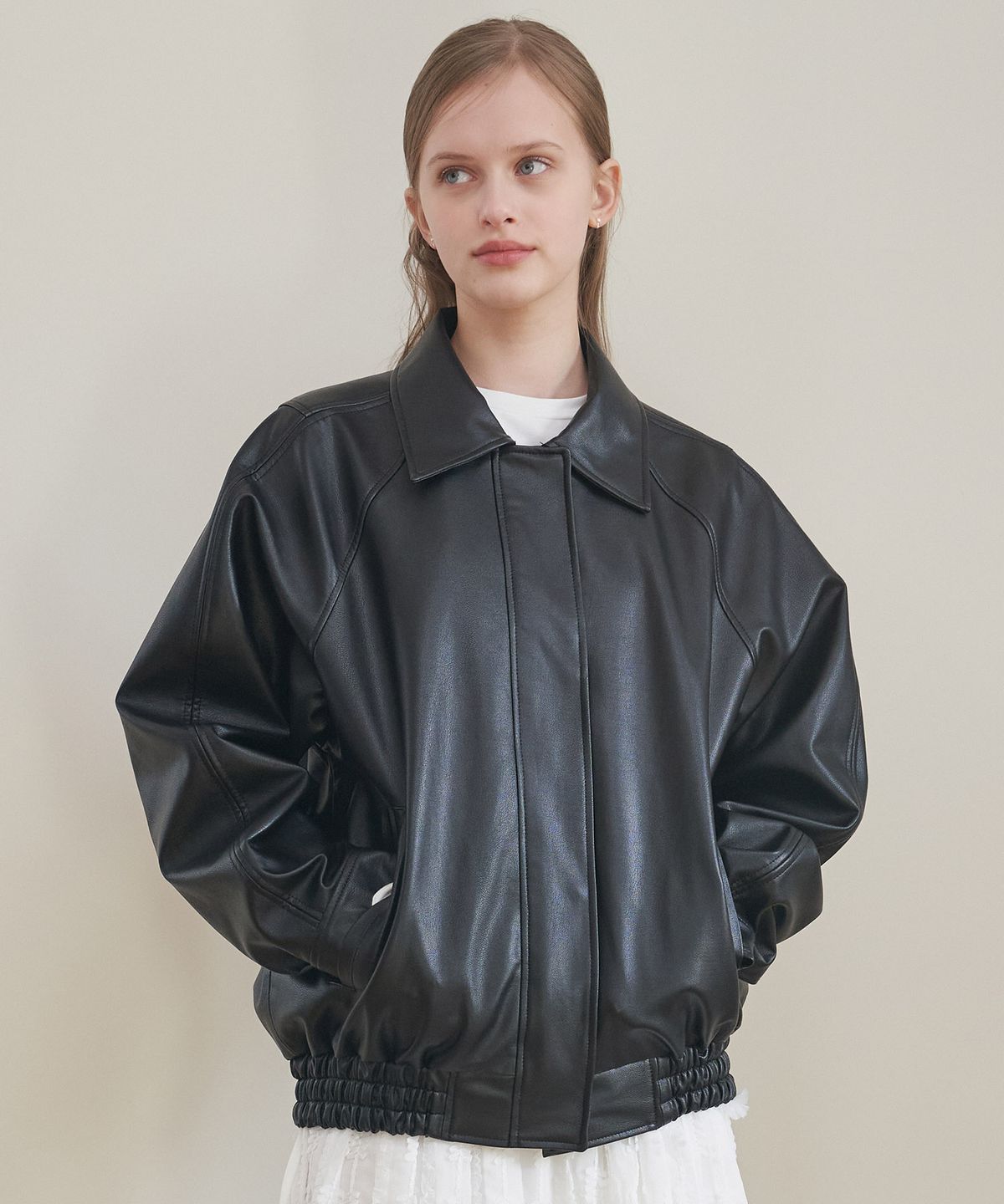플로브(FLOVE) LIGHT LEATHER COLLAR JACKET_BK