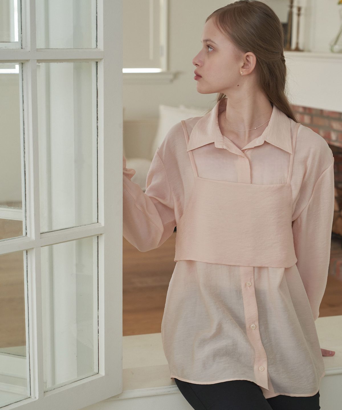 플로브(FLOVE) SHEER BUSTIER SHIRT BLOUSE_PE